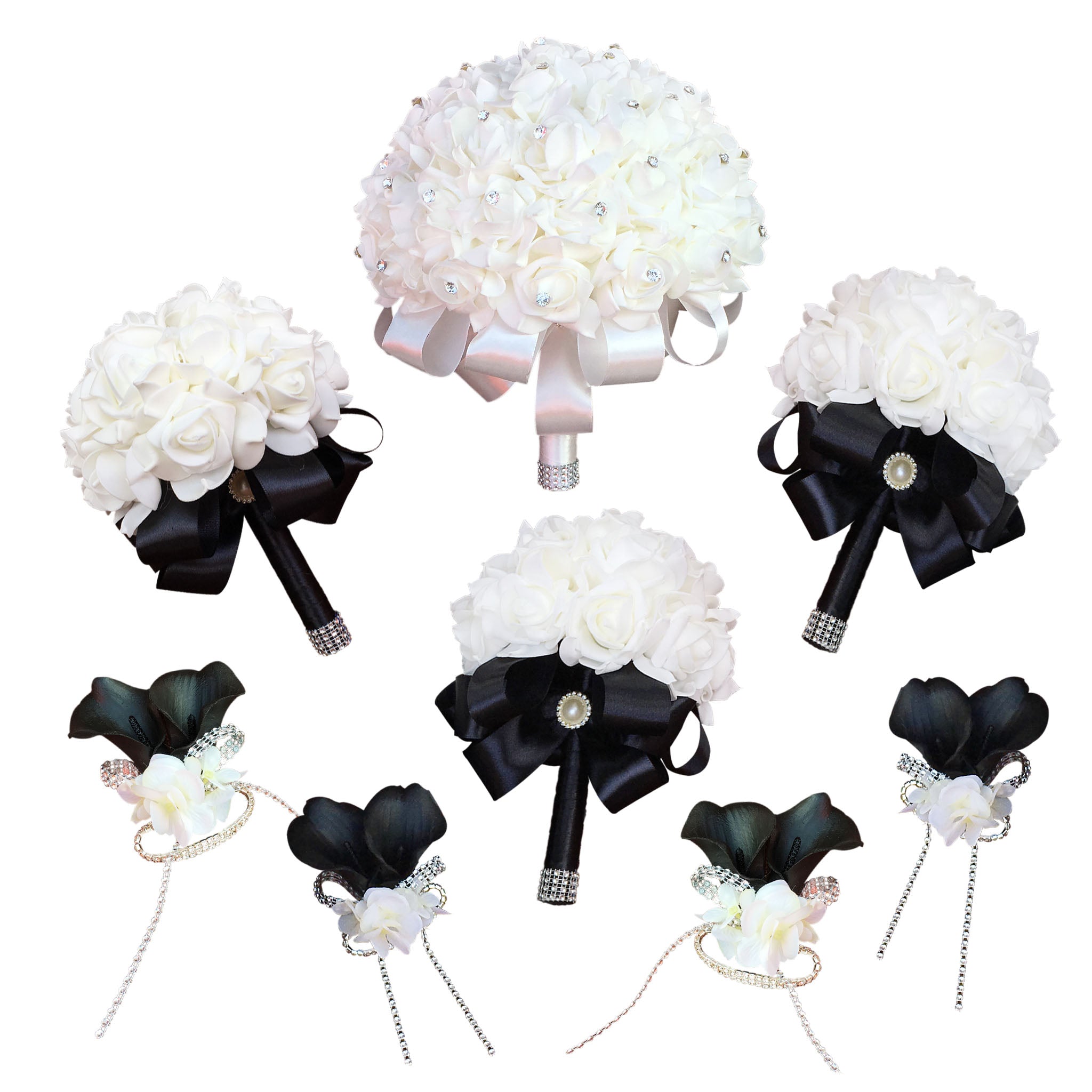 Flower Bouquet White Roses Wdding Bouquet Corsage Boutineer