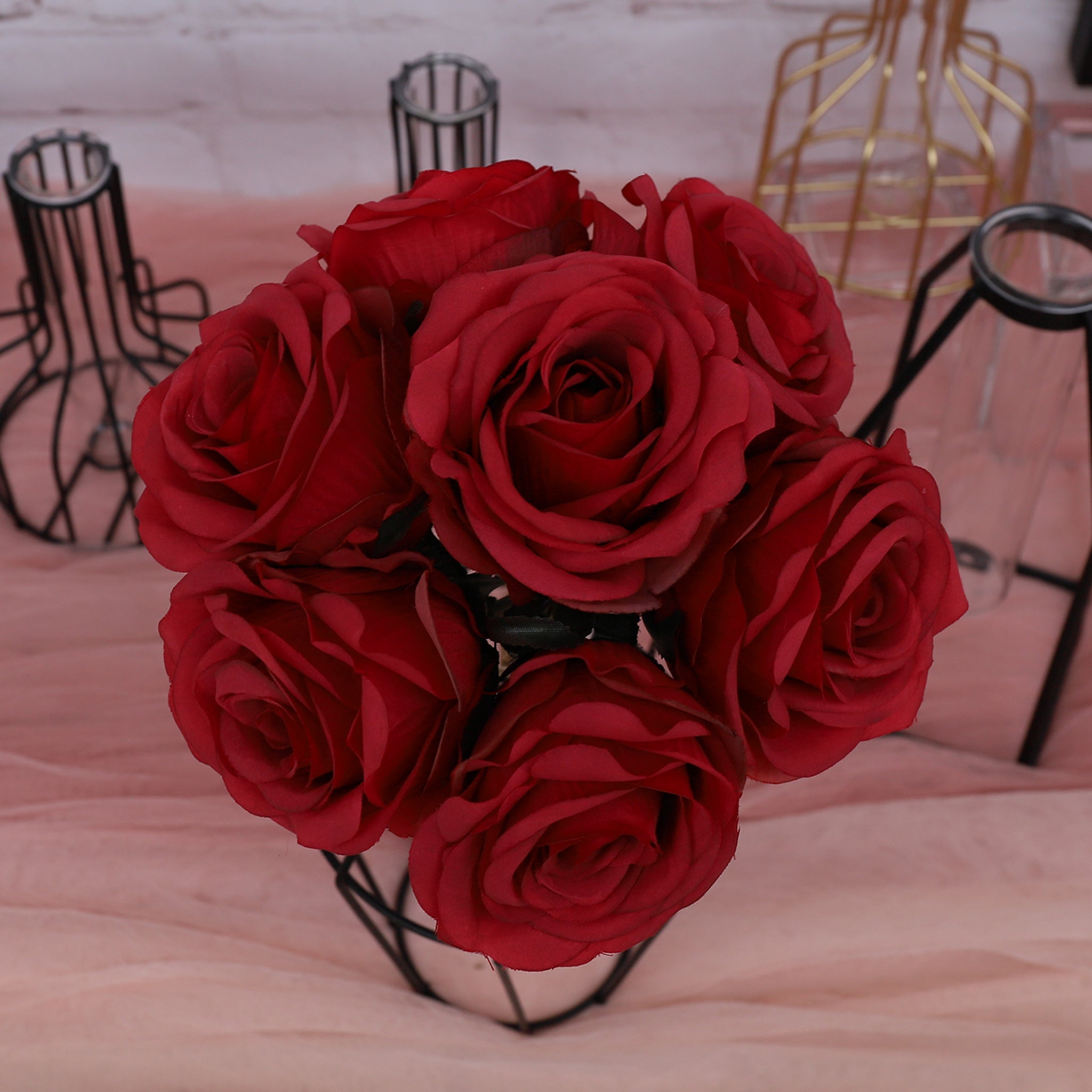 Silk Rose Bouquet 7 Individual Flowers