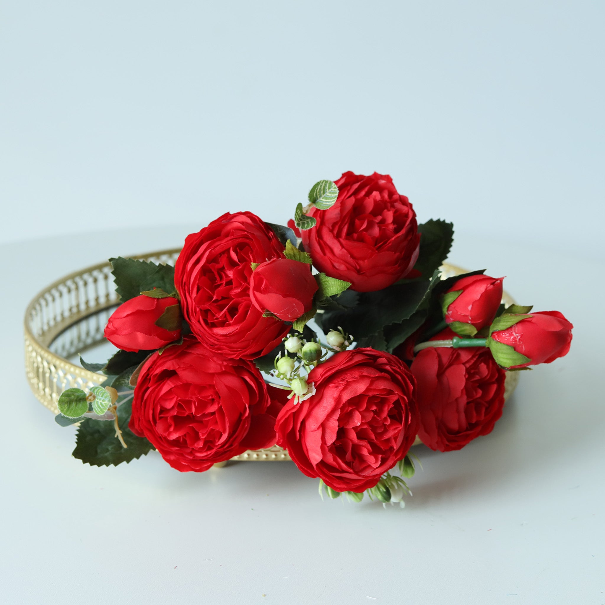 Small Silk Peony Bouquet Fake Flowers Bunches for Wedding
