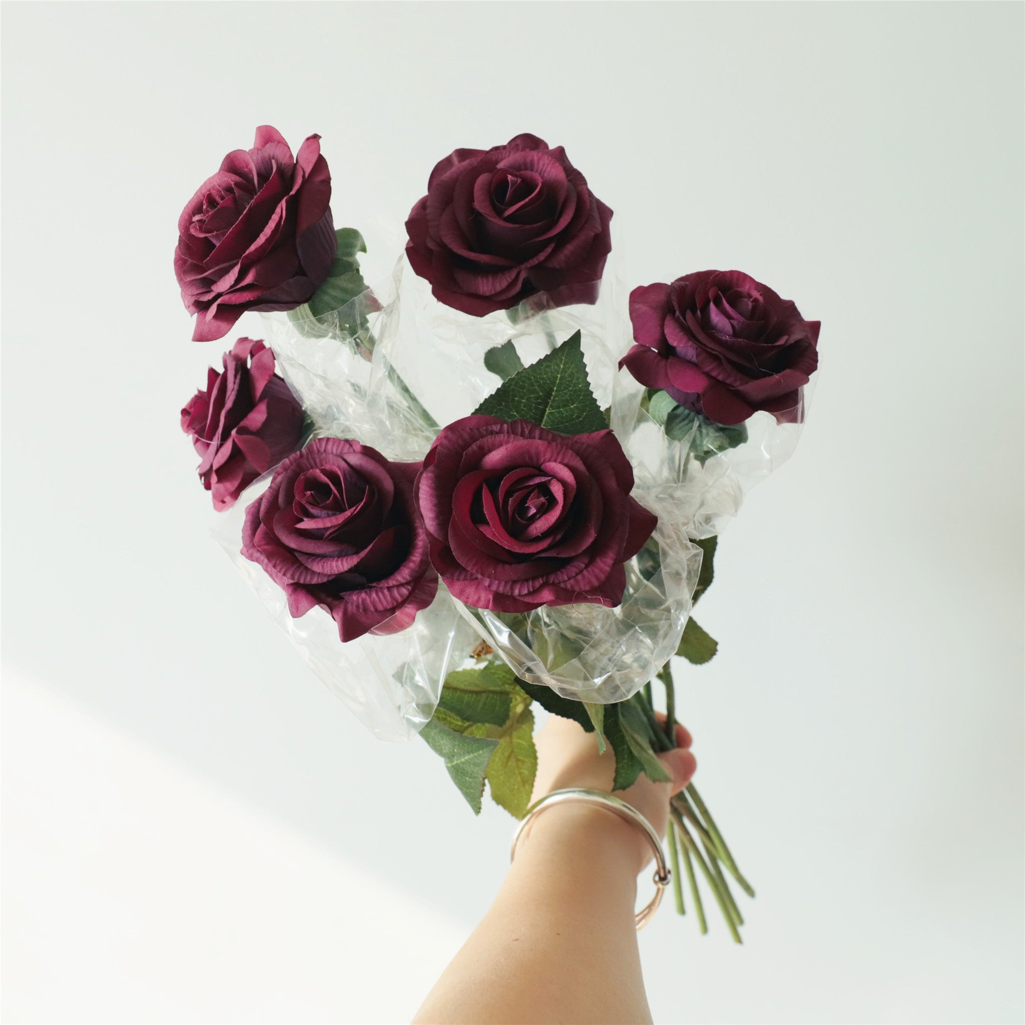 Burgundy Real Touch Rose Plum Wedding Flowers