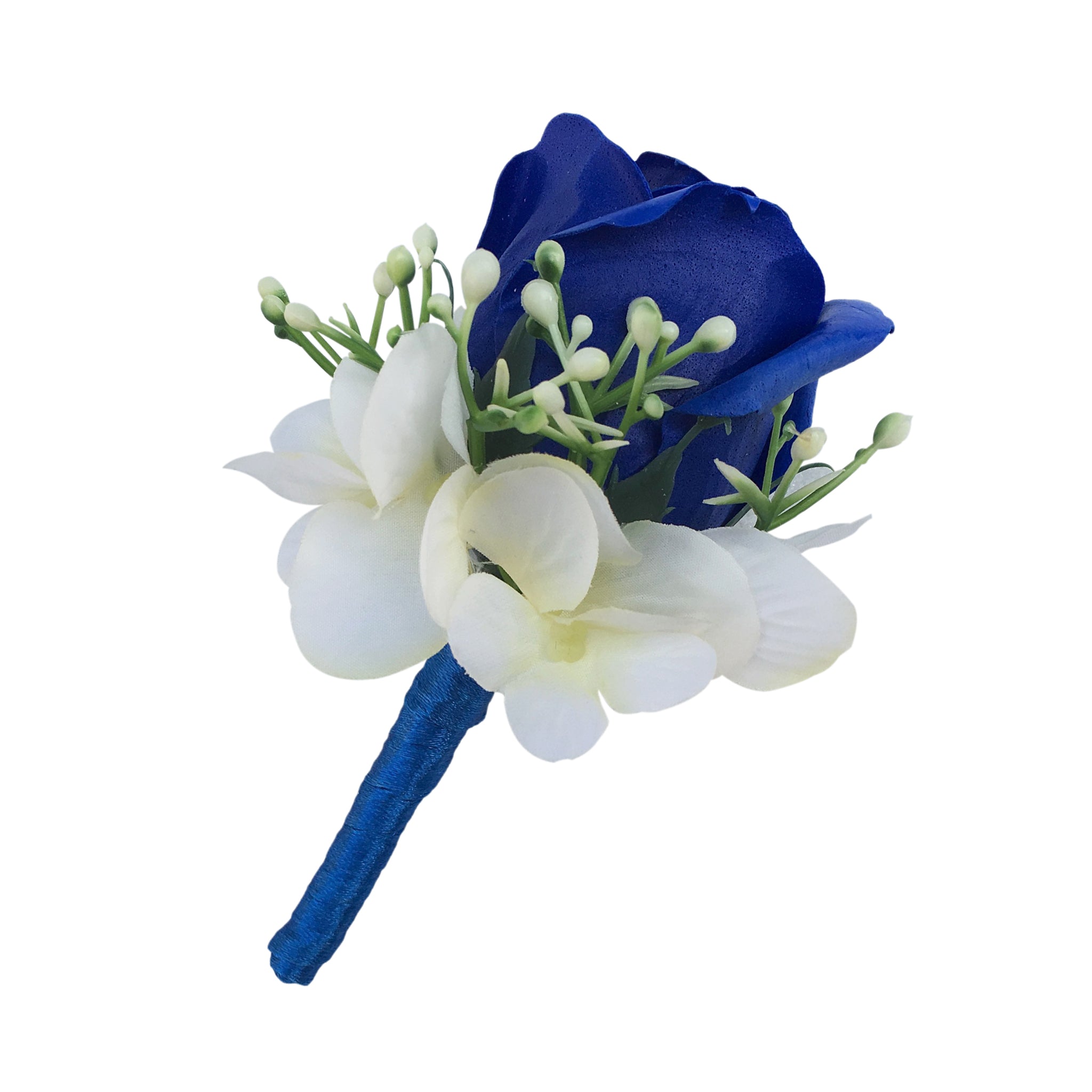 Corsage and Boutonniere in Blue Artificial Rose Bud