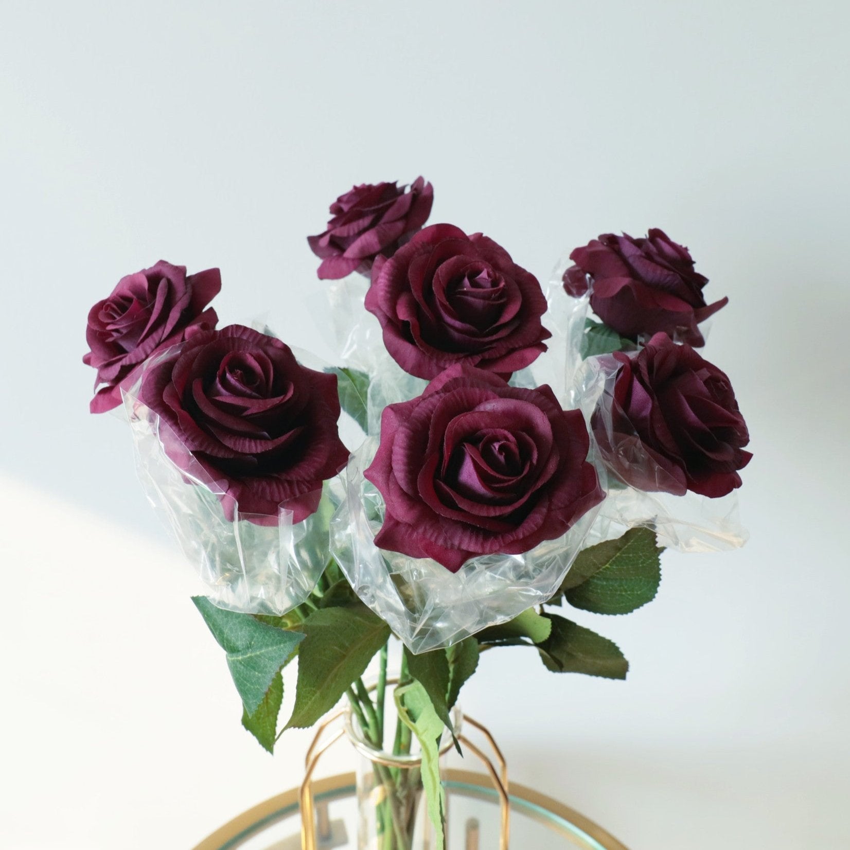Burgundy Real Touch Rose Plum Wedding Flowers