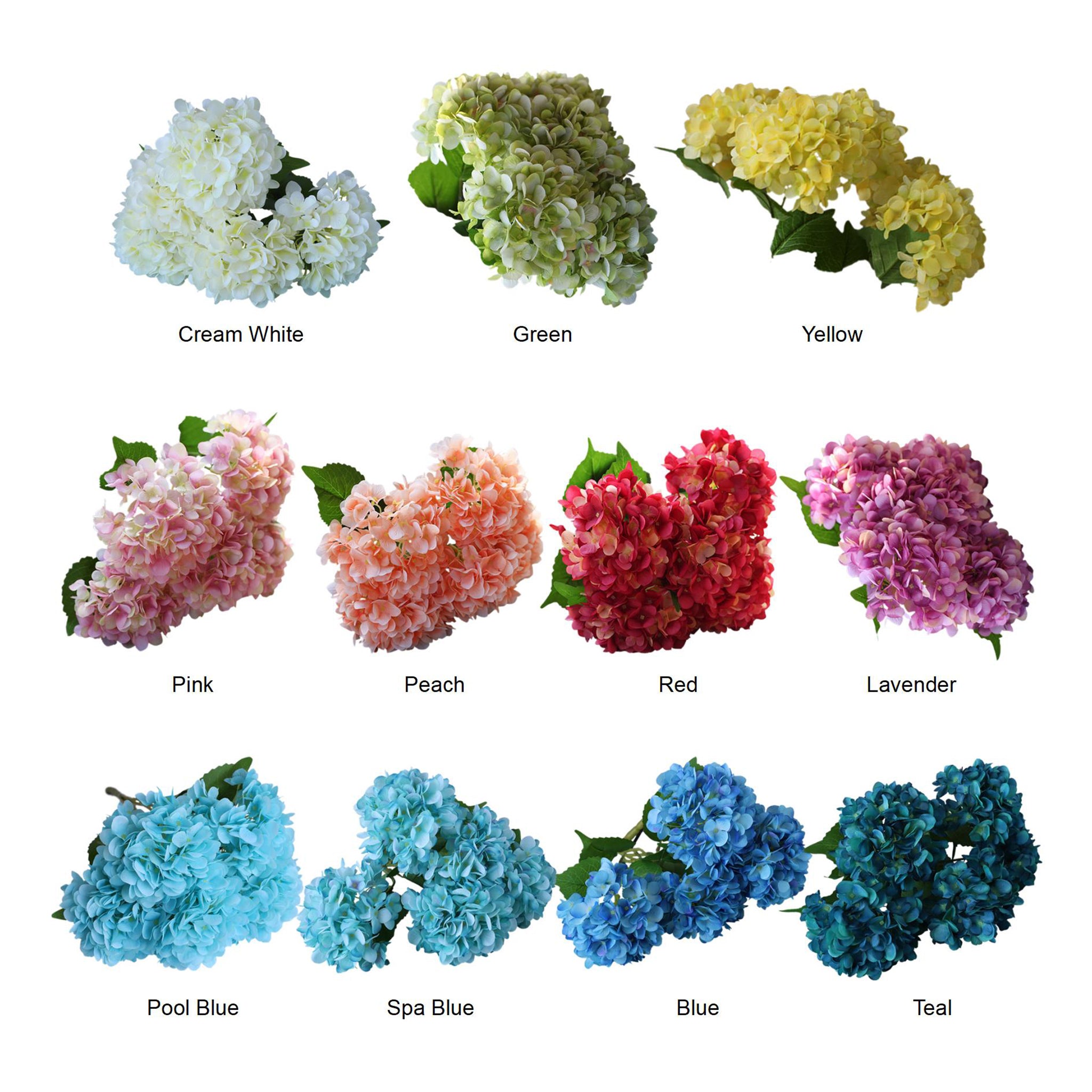Fake Hydrangea Bush White Blue Teal Spa