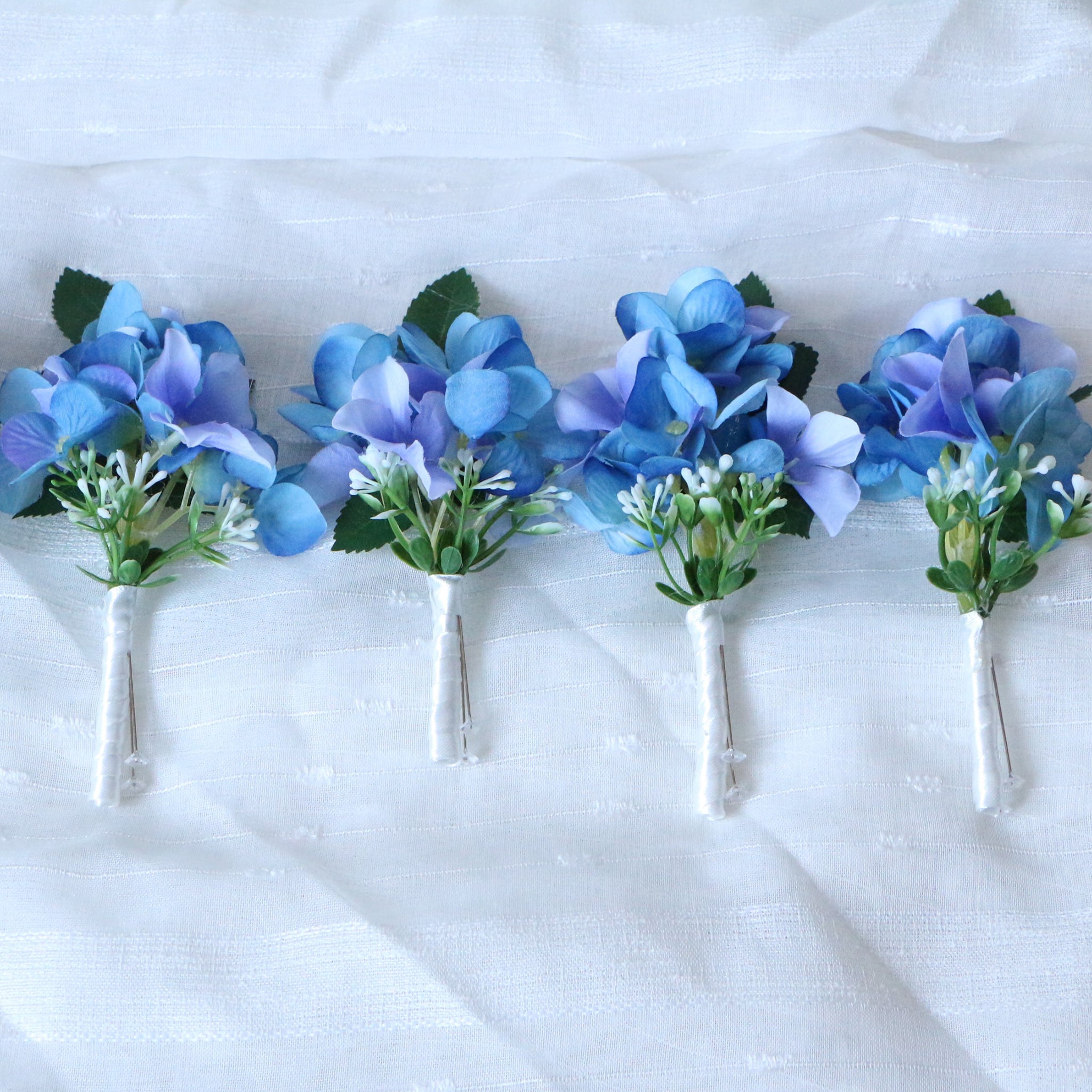 Blue Hydrangea Grooms Boutonniere