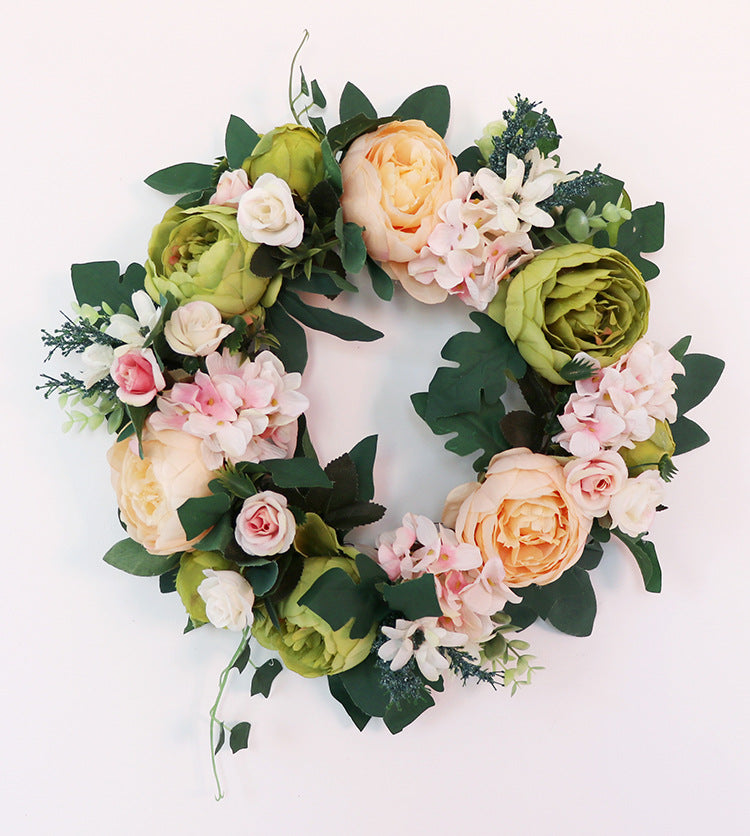 Spring Front Door Wreath Artificial Flower Home Decor 15 inch