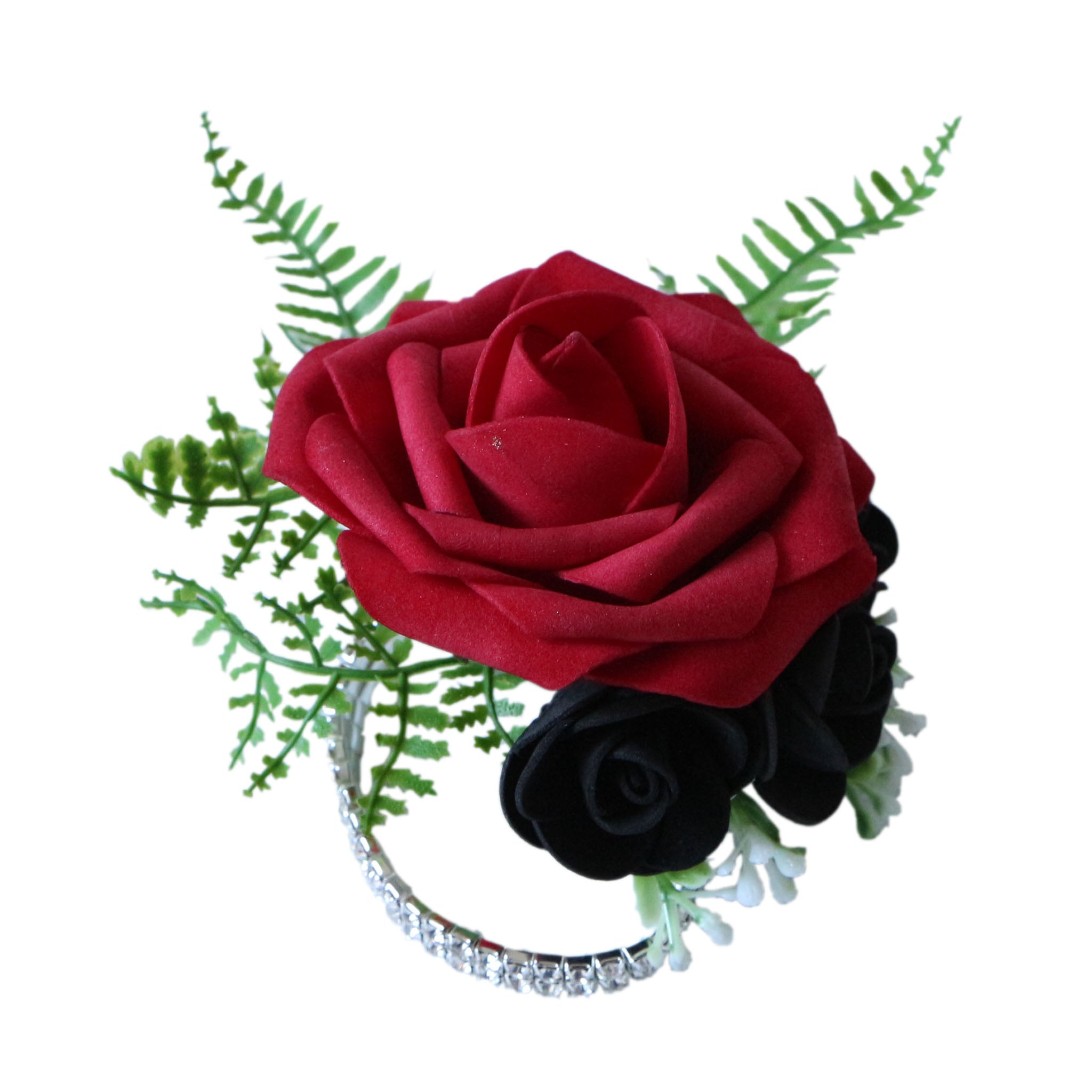 Dark Red White Black Roses Artificial Flower Bouquet