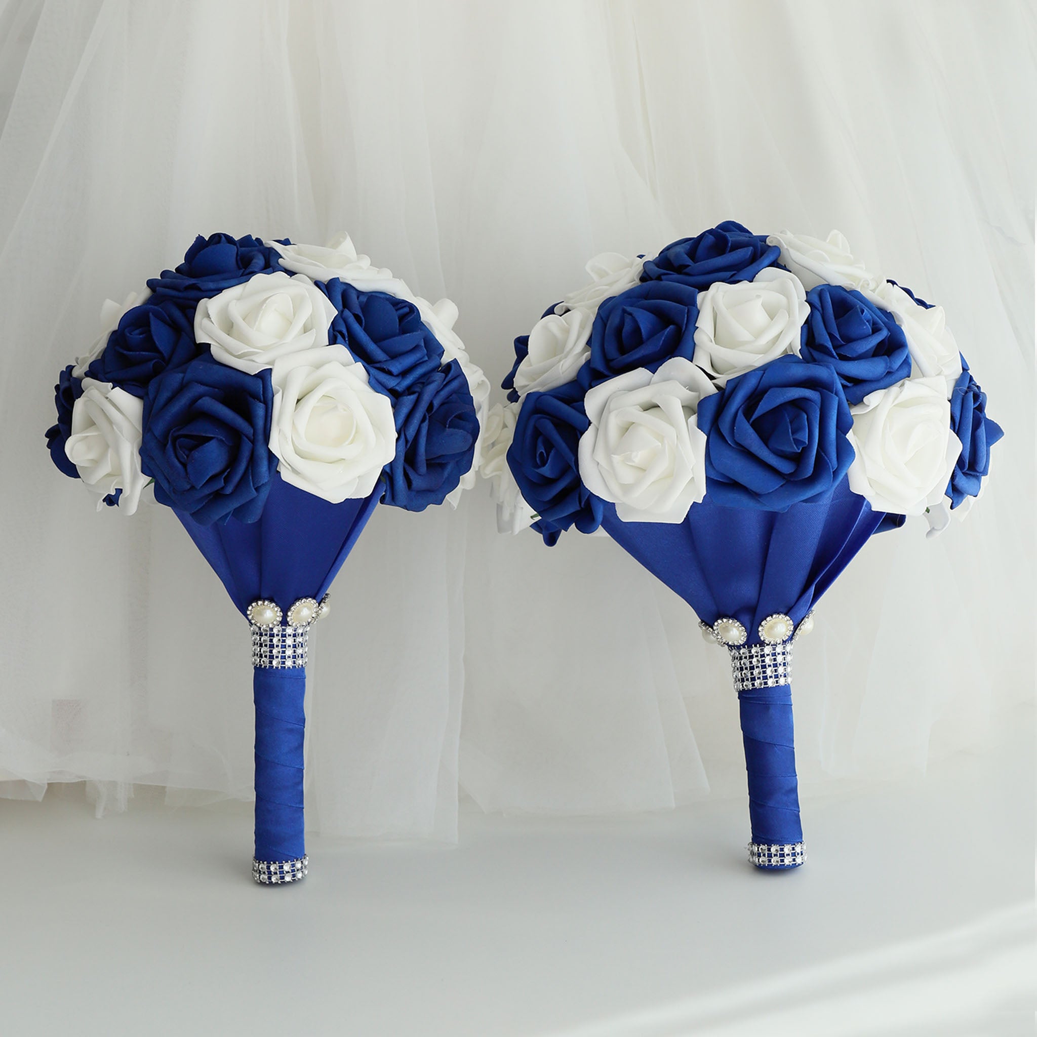 Wedding Bouquets Royal Blue and White Roses