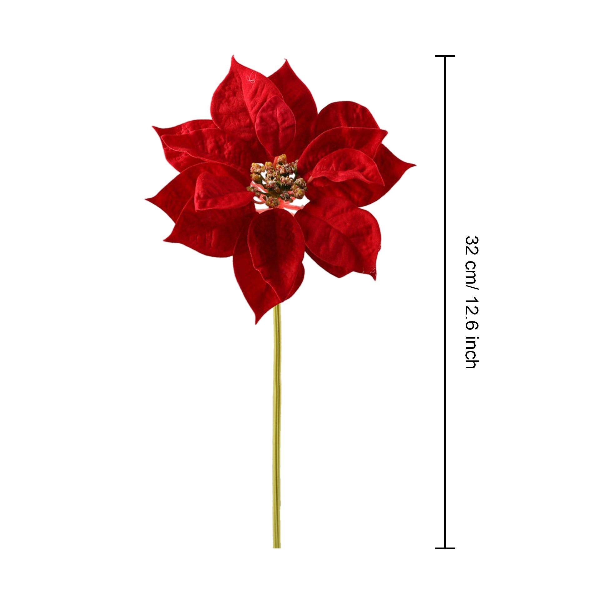 Artificial Red Poinsettia Individual Flowers 12.6"