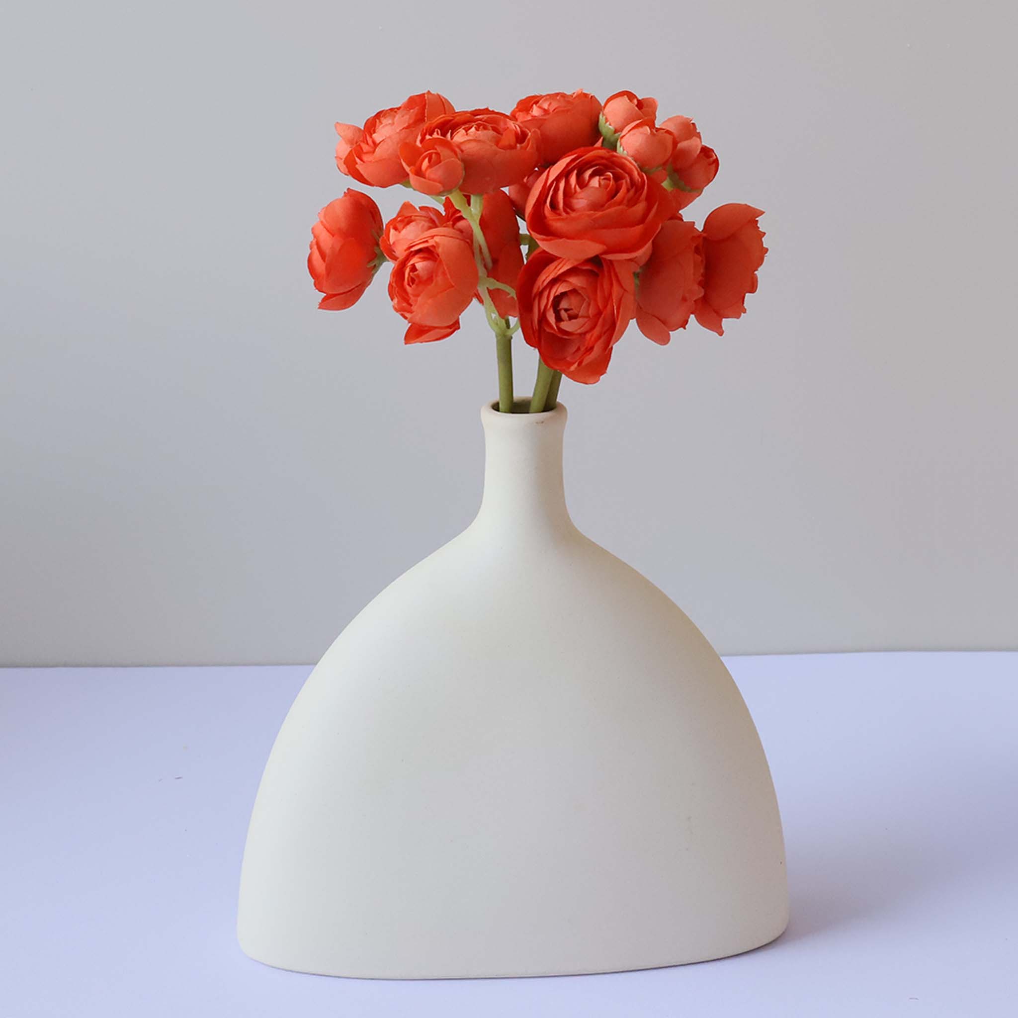 Silk Ranunculus Orange Artificial Flower Bush
