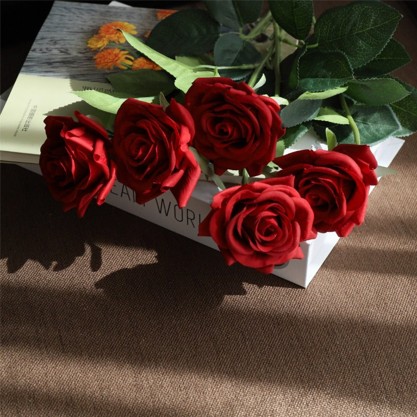 Latex Roses Silk Flowers Artificial 10 Stems for Home Decor