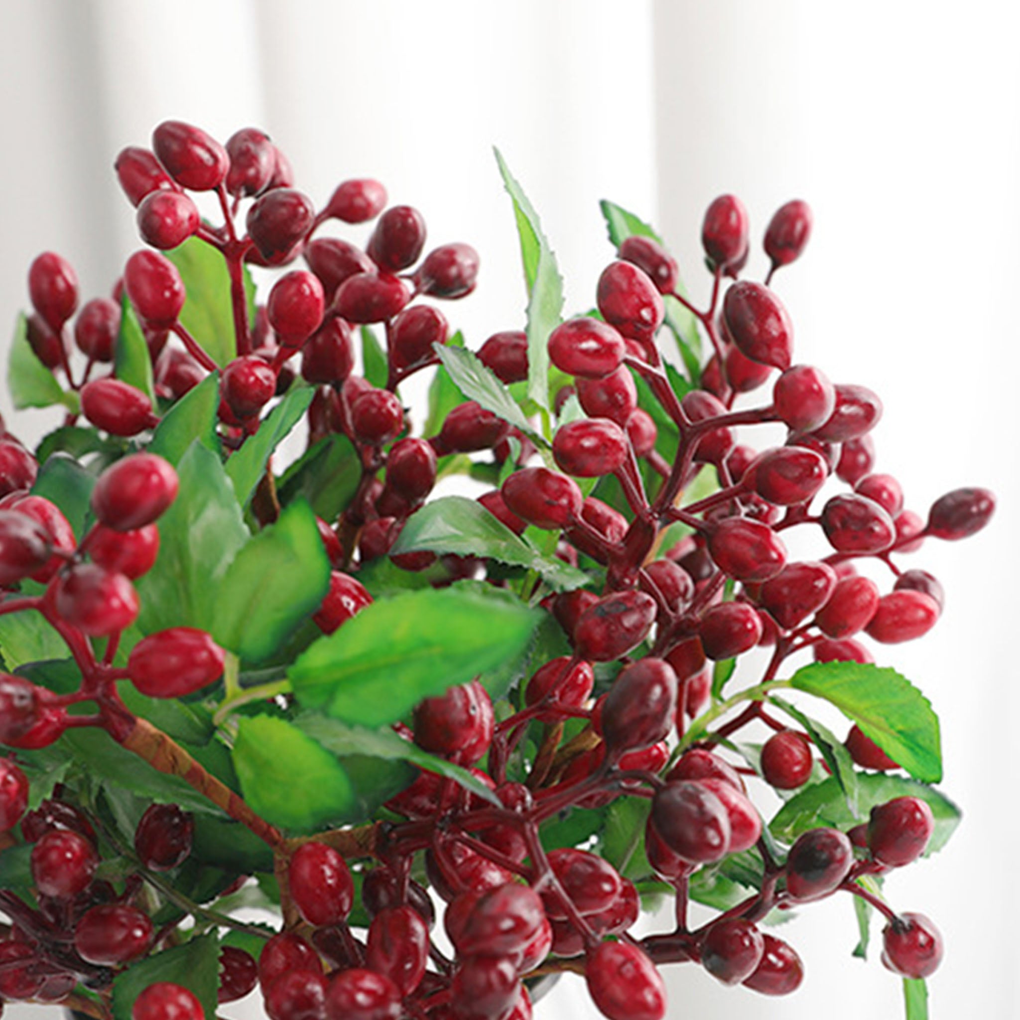 Faux Olive Berry Branch Blueberries with Leaves