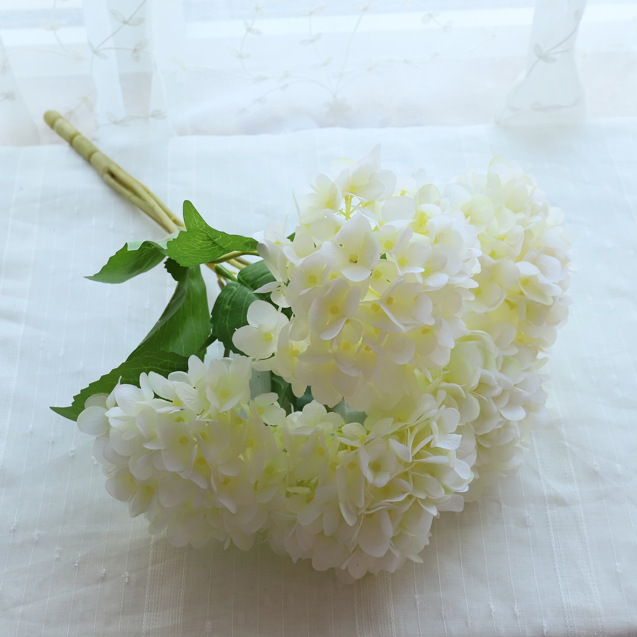 Fake Hydrangea Bush White Blue Teal Spa
