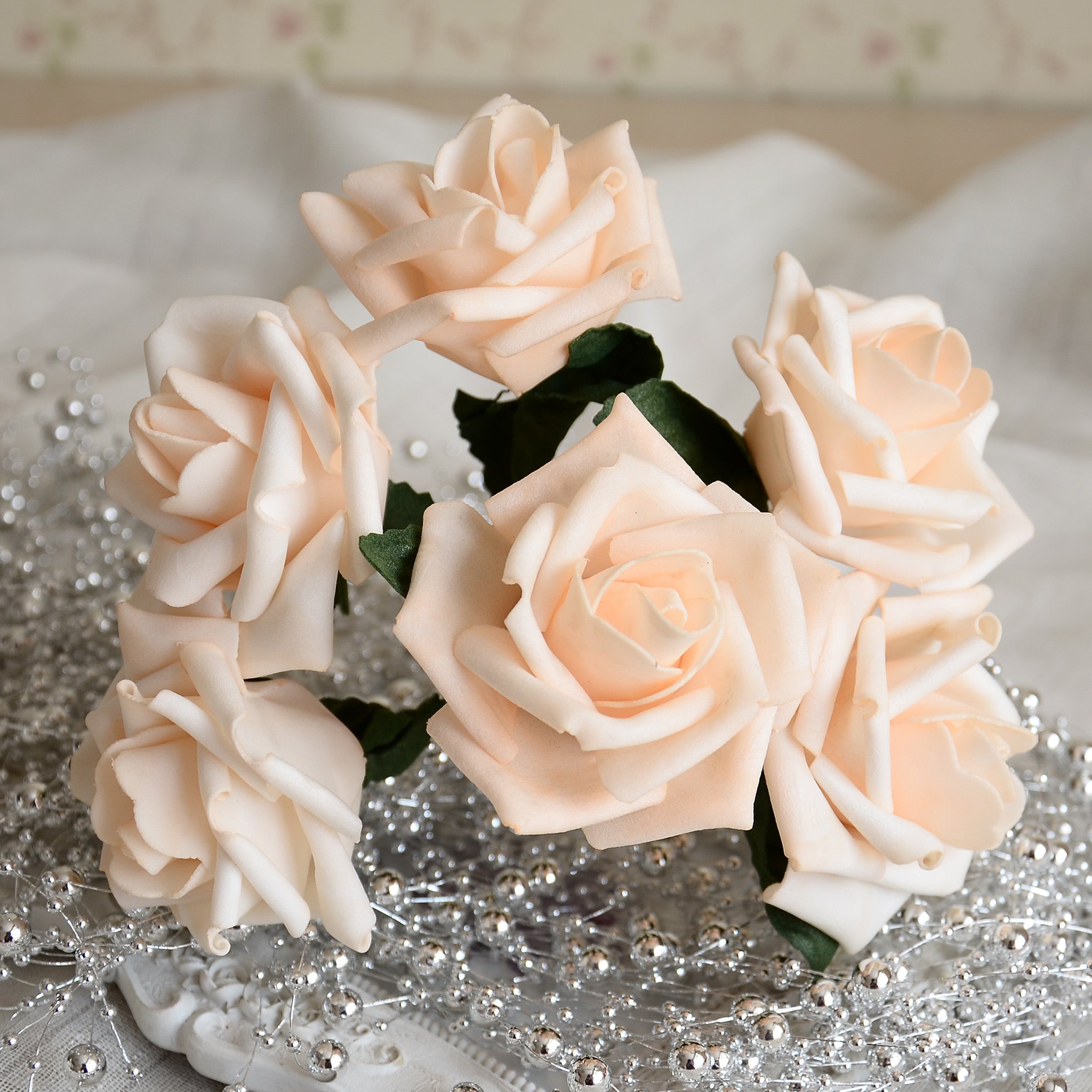 Light Champagne Flowers Roses Artificial Wedding Flowers