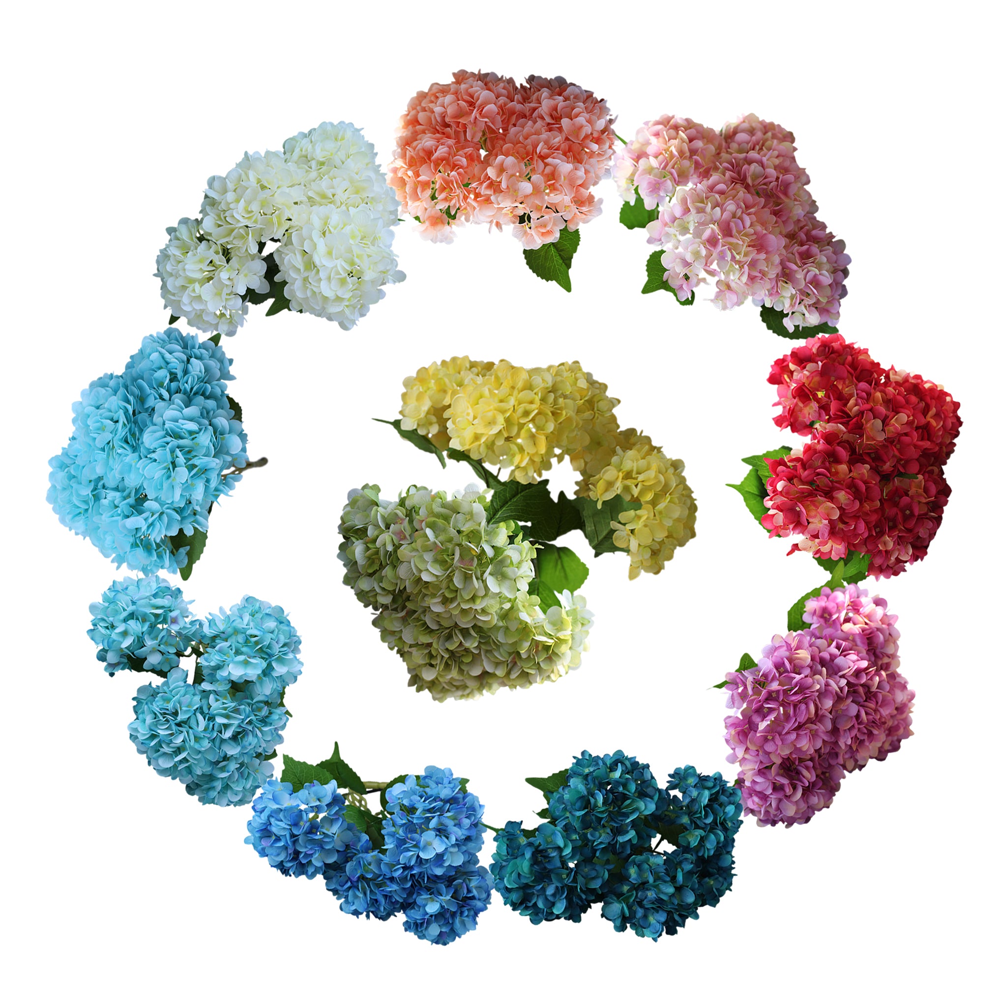 Fake Hydrangea Bush White Blue Teal Spa