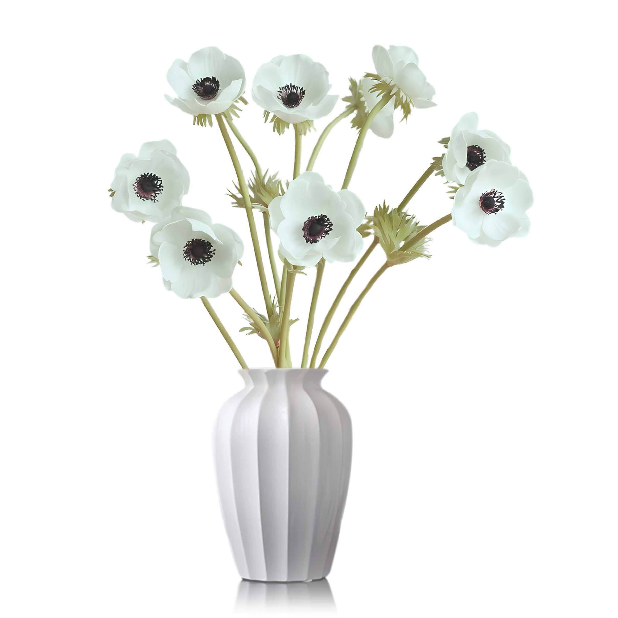 Fake Anemone White Wedding Flowers 10 Blooms