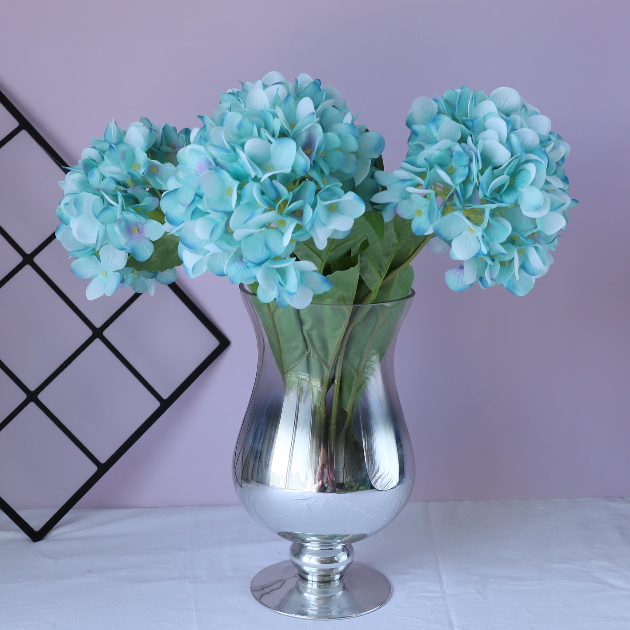 Fake Hydrangea Bush White Blue Teal Spa