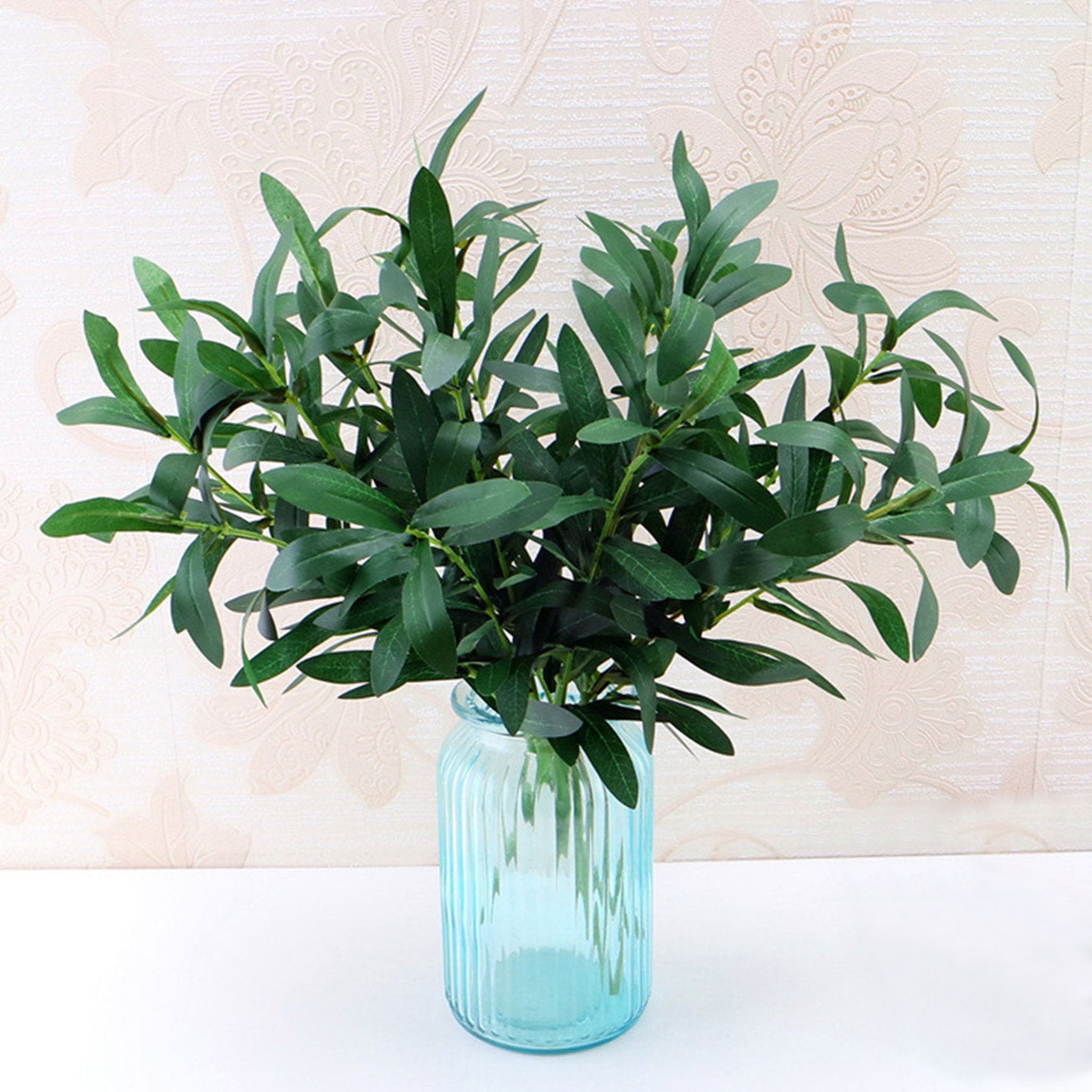 Short Stem Artificial Olive Bush Faux Greenery Leaf Garlands 10 Bunches