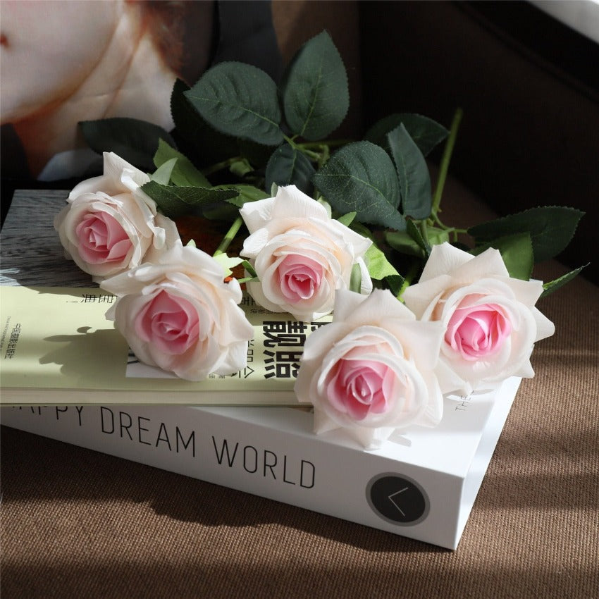 Latex Roses Silk Flowers Artificial 10 Stems for Home Decor