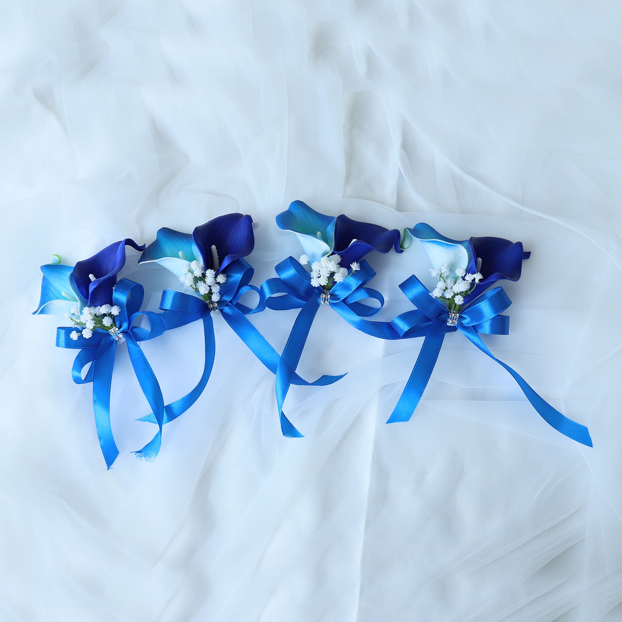 Royal Blue Calla Lily Wedding Bouquets Boutonnieres Corsages
