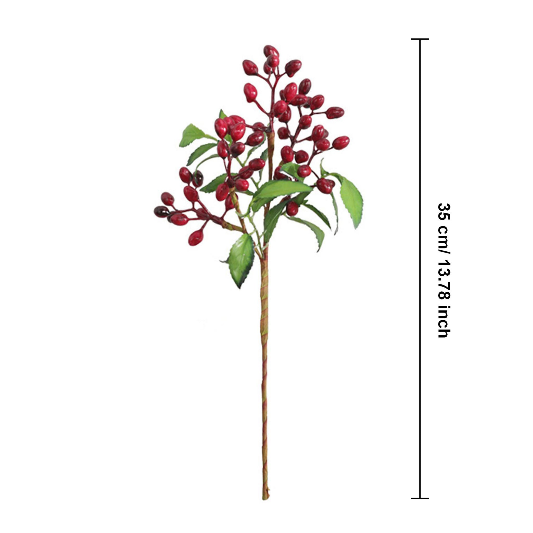 Faux Olive Berry Branch Blueberries with Leaves