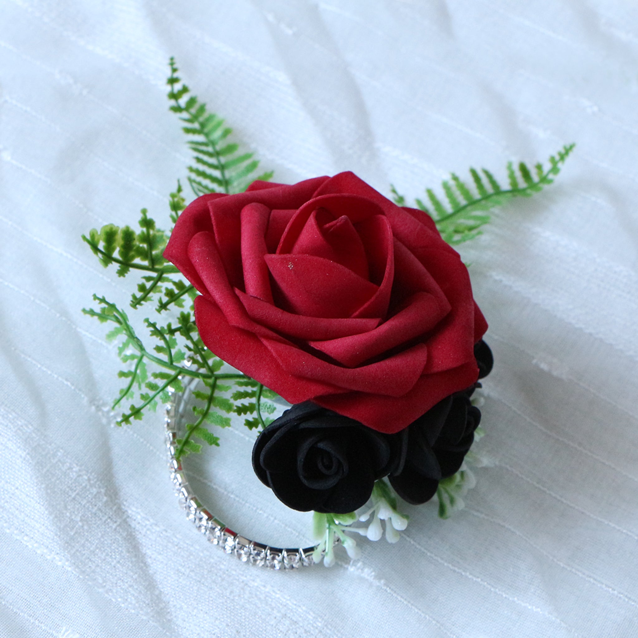 Dark Red White Black Roses Artificial Flower Bouquet