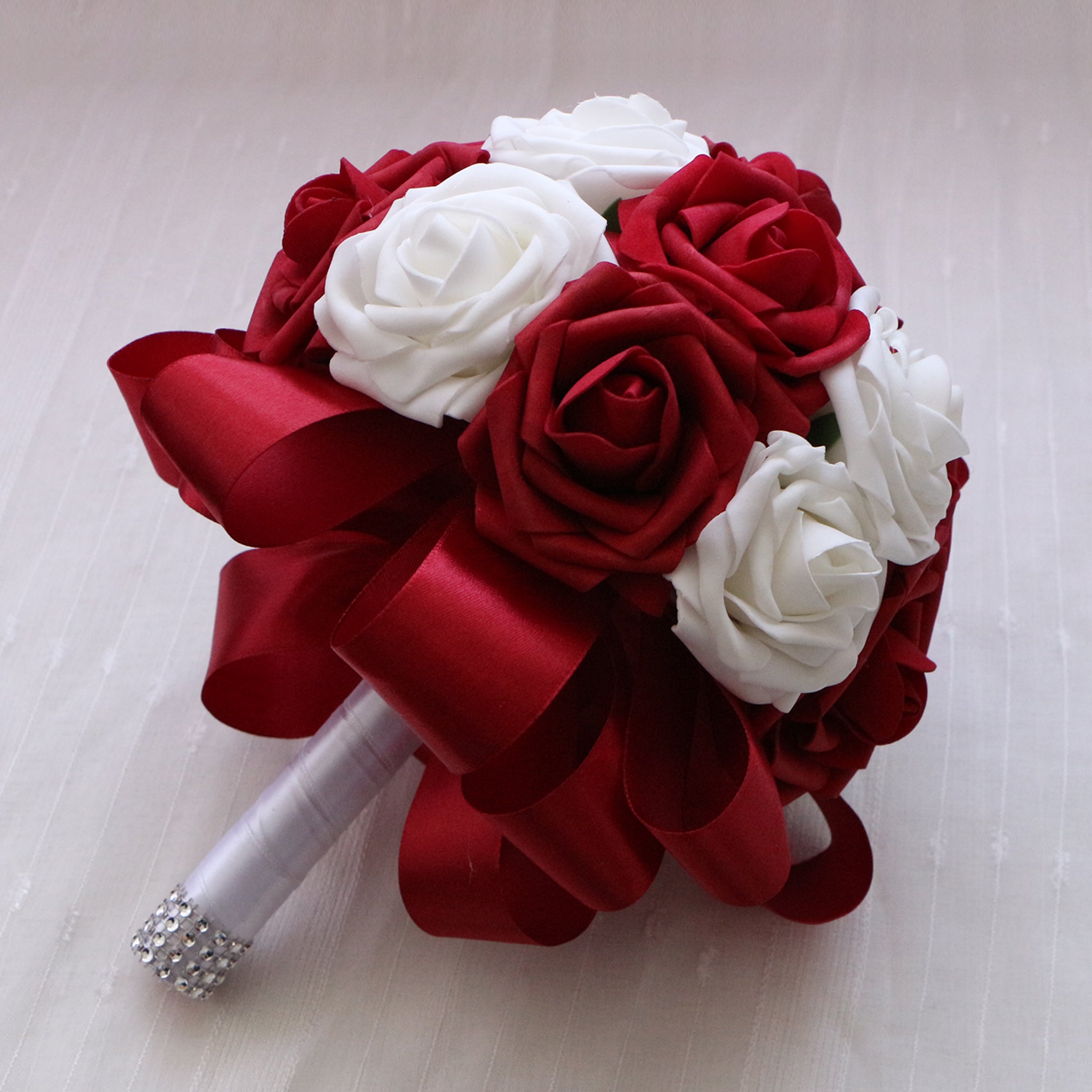 Dark Red White Black Roses Artificial Flower Bouquet