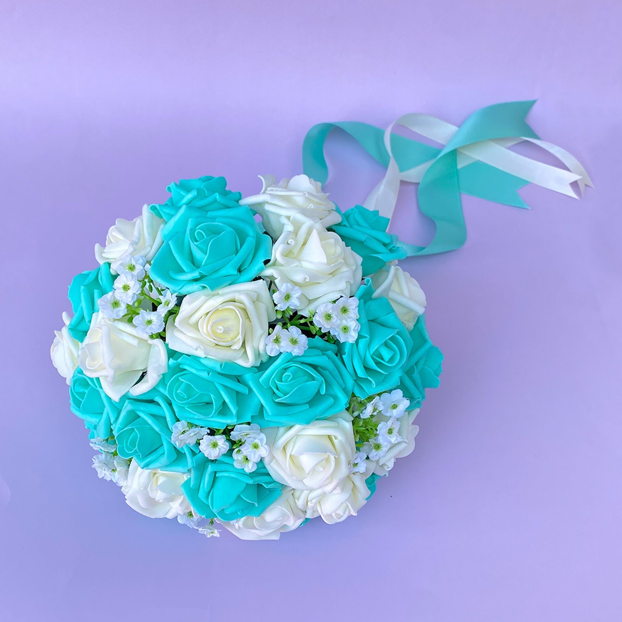 Turquoise and Ivory Rose Bridal Bouquet