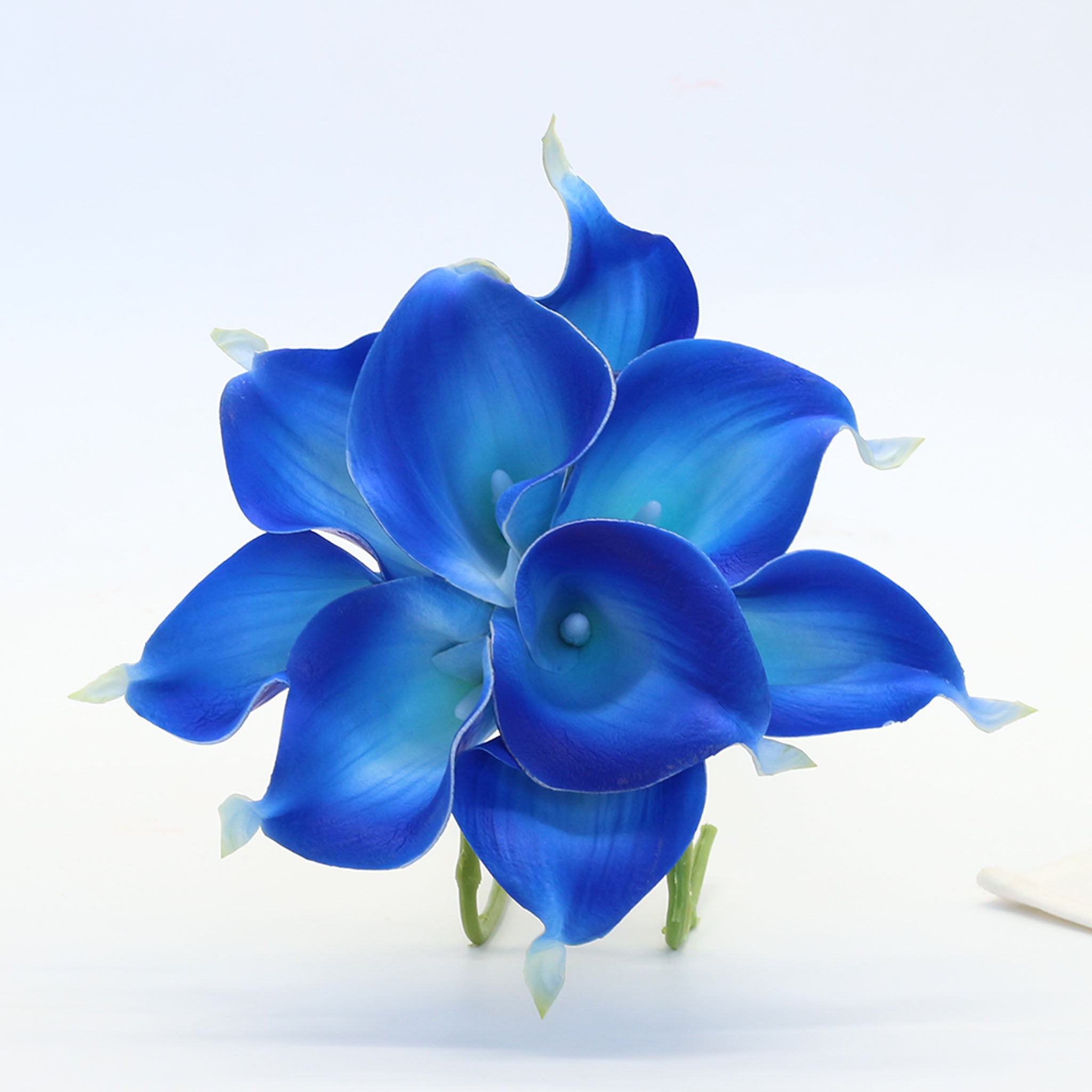 Picasso Royal Blue Calla Lily Bouquet Real Touch Latex Flower