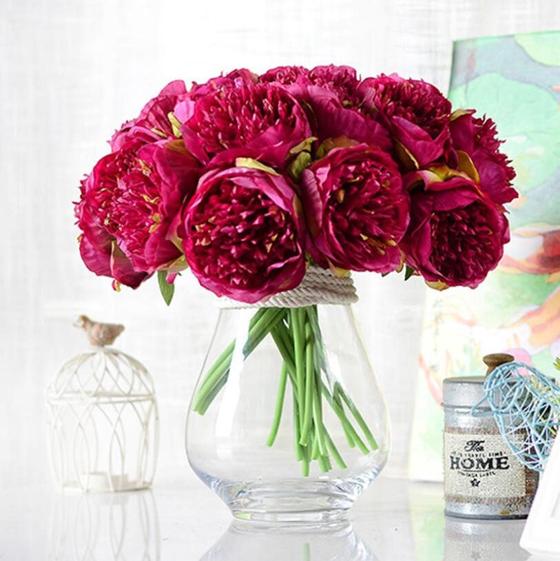 Amaranth Silk Peony Bouquet Quality Fuchsia Wedding Floral Arrangement