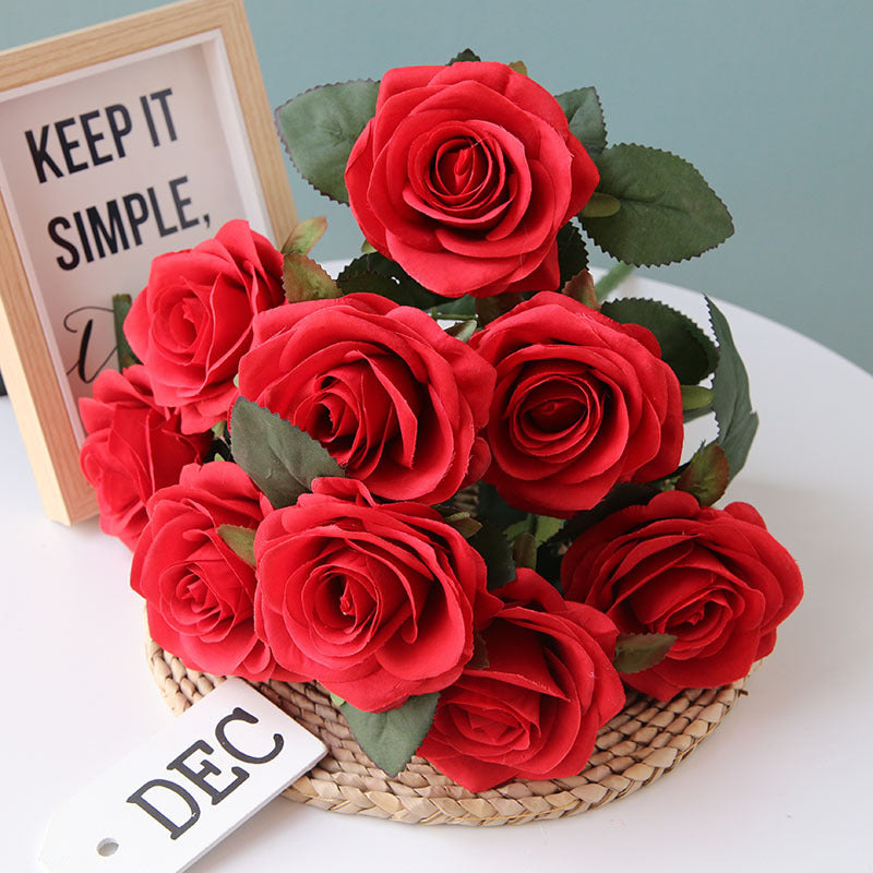 Rose Gold Mauve White Pink Silk Rose Bouquet Fake Flowers