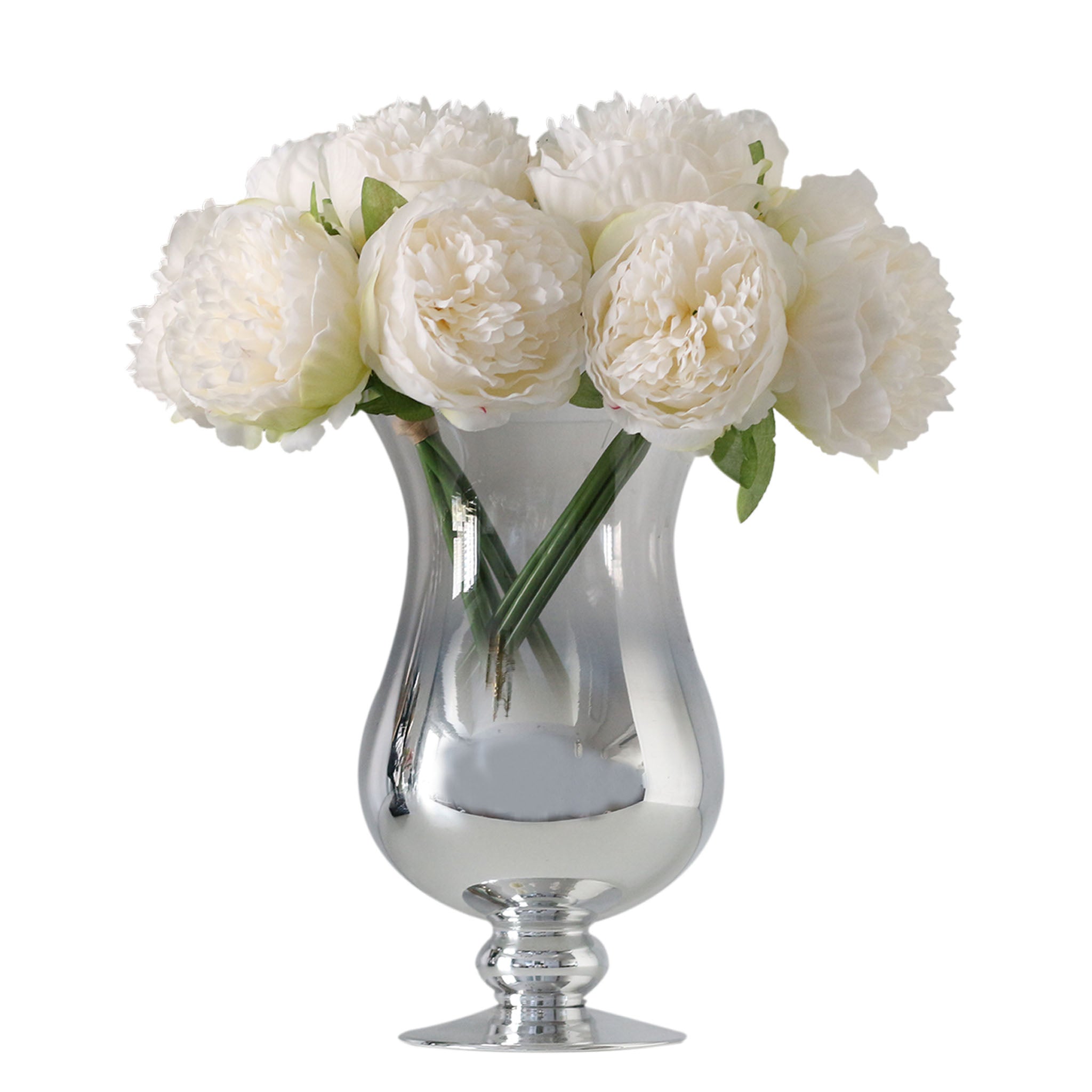White Peony Silk Flower Bouquet for Home Decor Wedding Arrangement