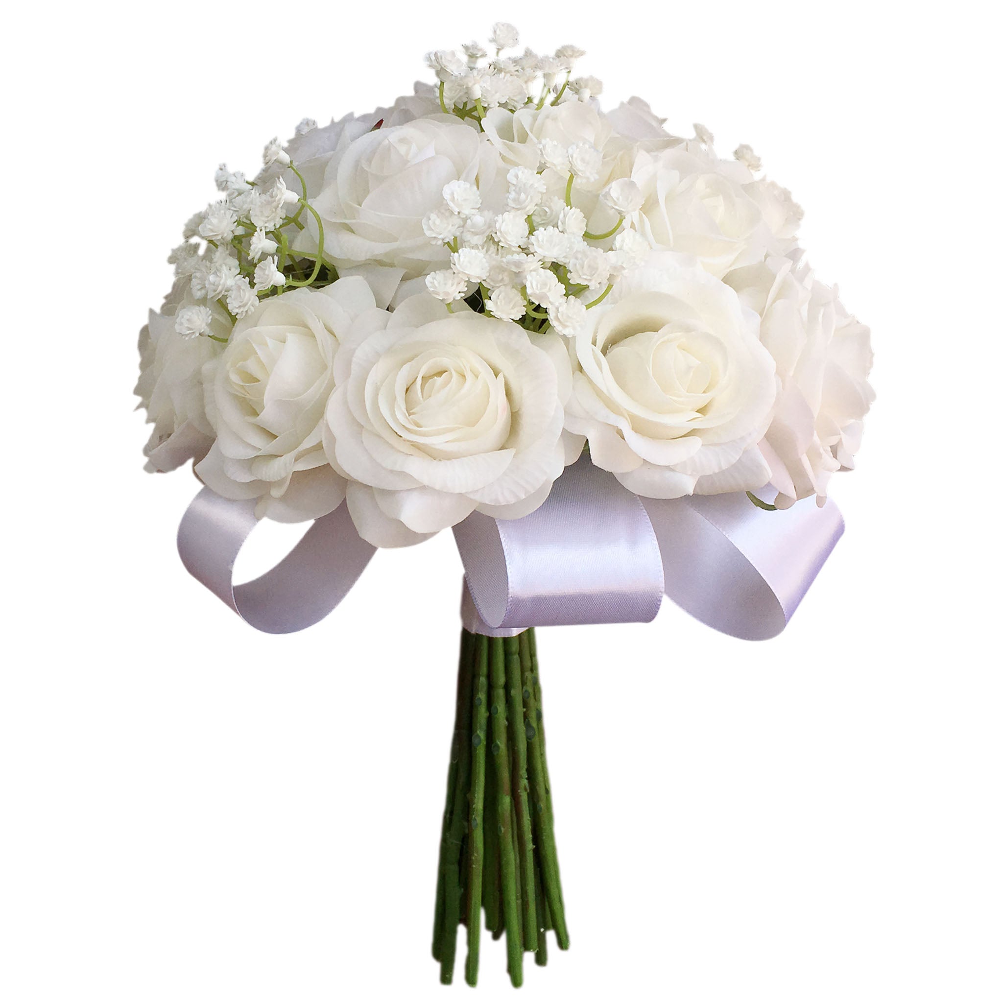White Rose Bouquet Real Touch Wedding Bridal Flowers