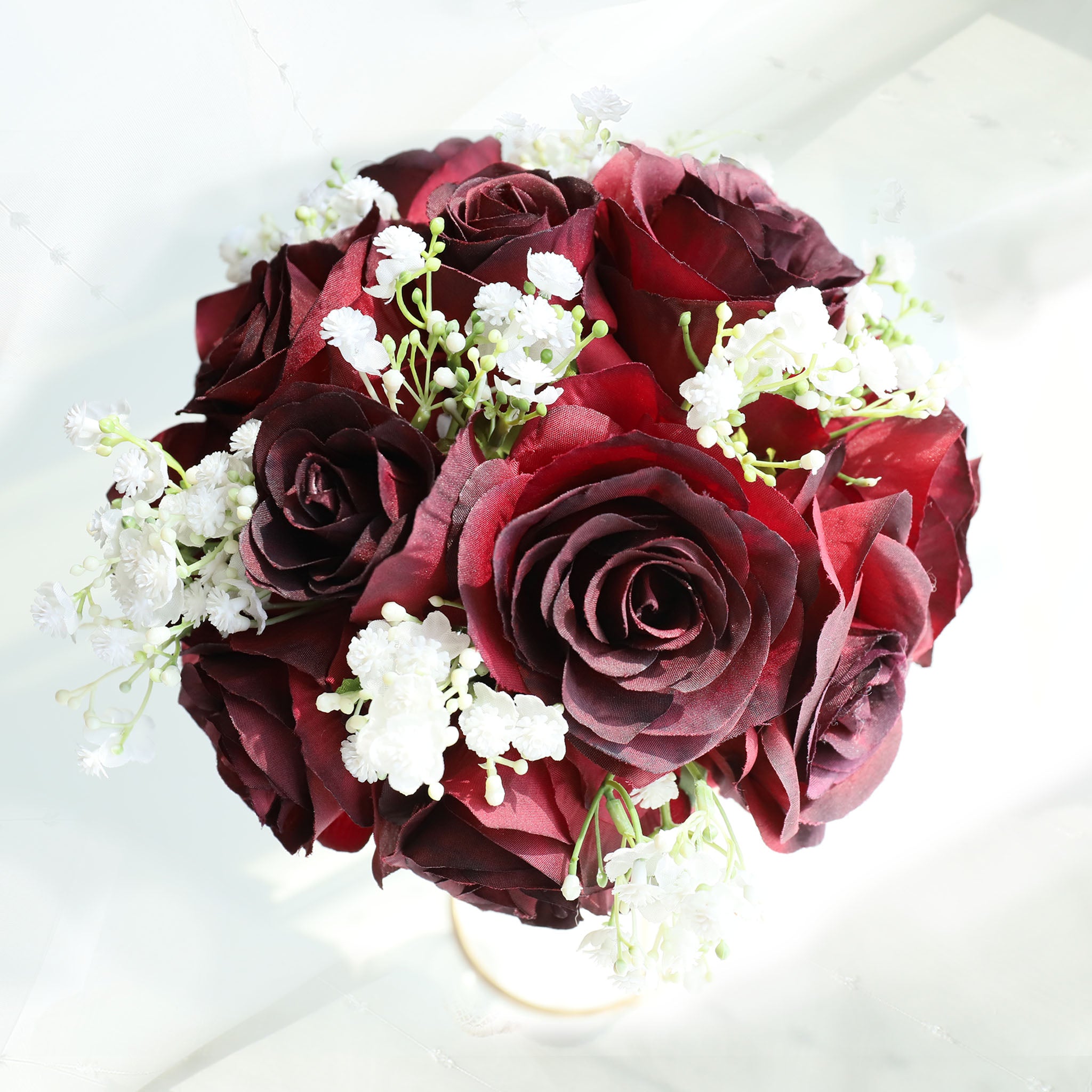 Burgundy Rose Flower Fall Wedding Bouquet