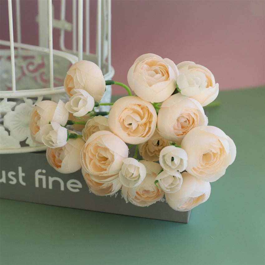 Small Silk Ranunculus Bunch Fake Flowers Blush Pink White