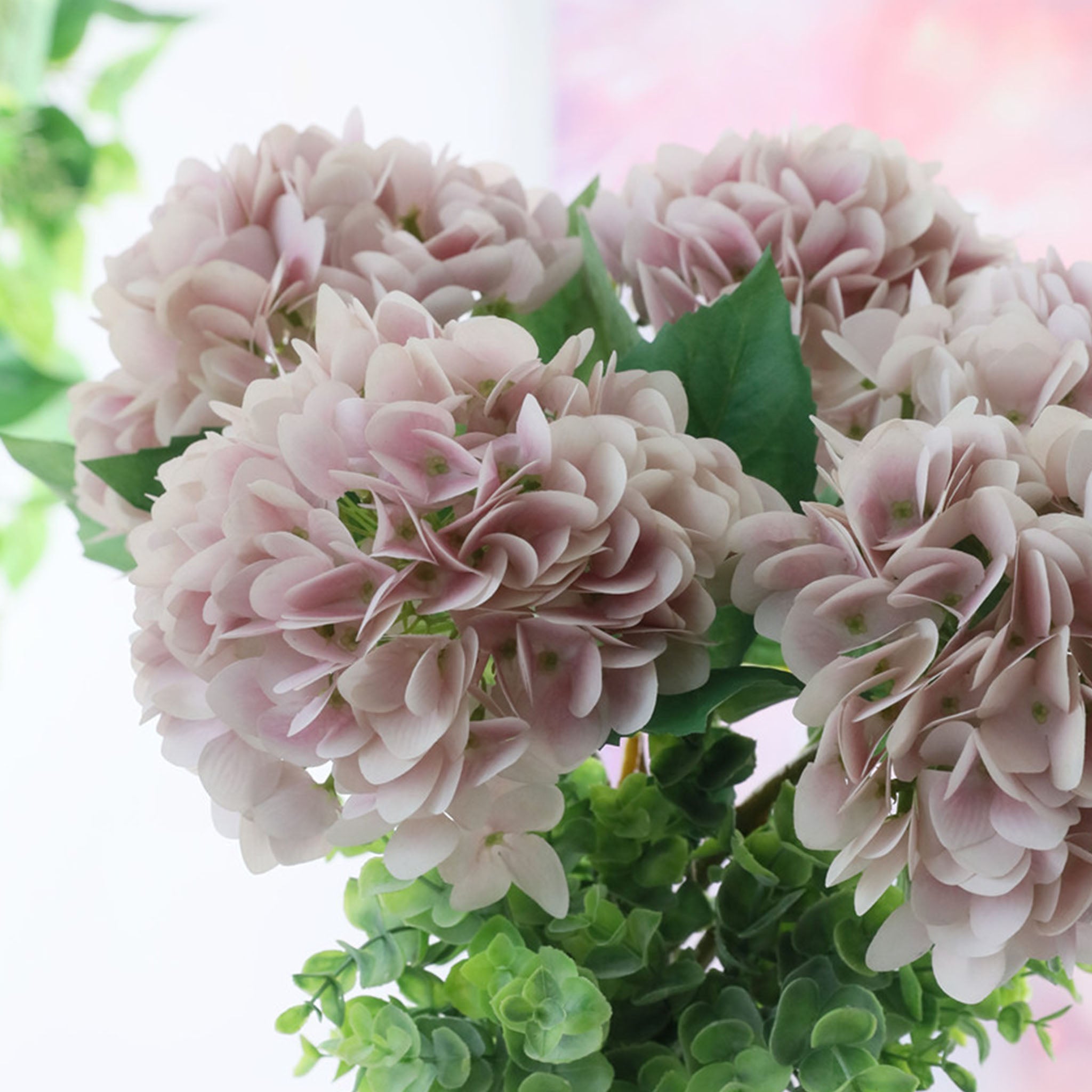 Artificial Hydrangea Bushes Full Bloom Fake Hydrangeas 5 Colors Home Decor