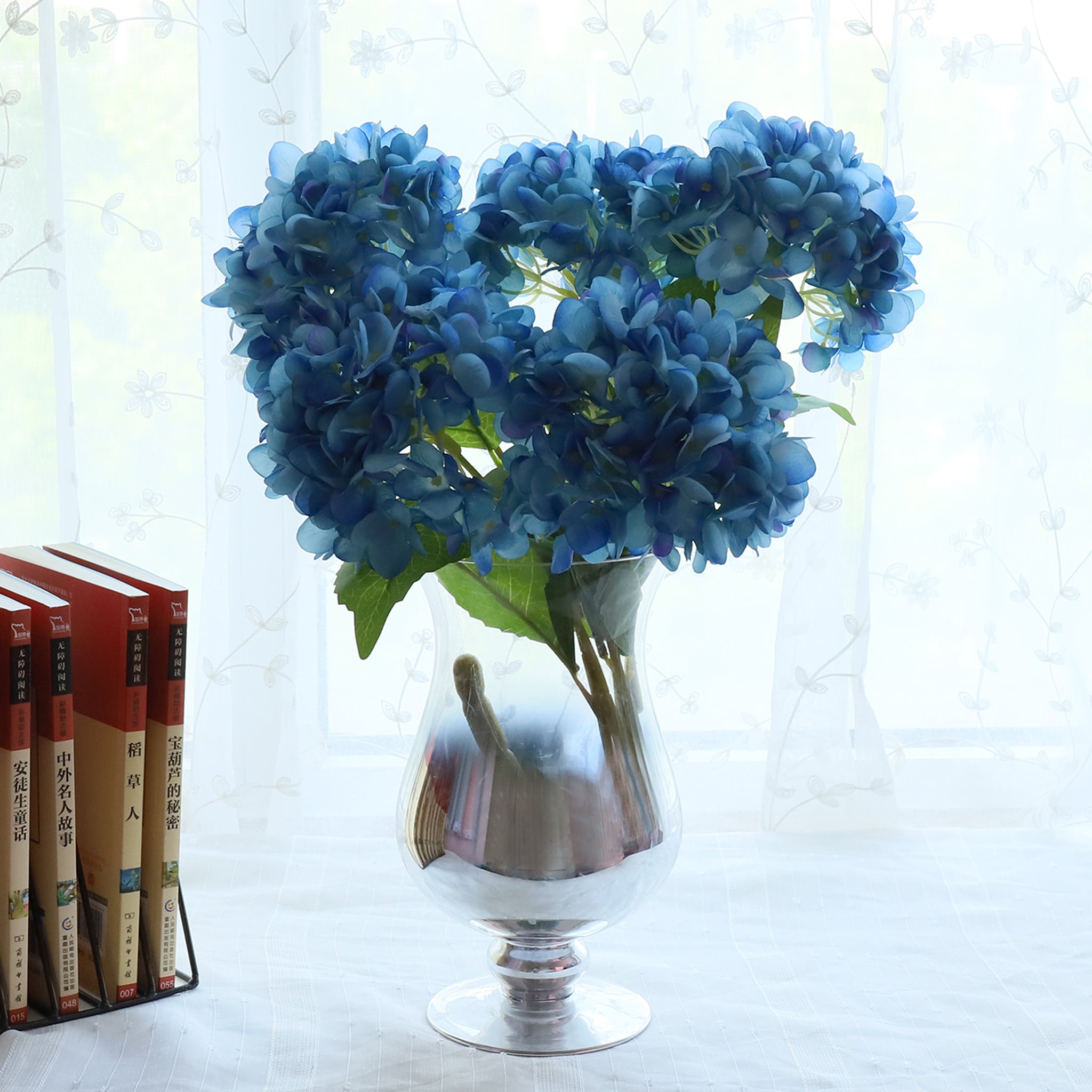 Artificial Blue Hydrangea Bush Large