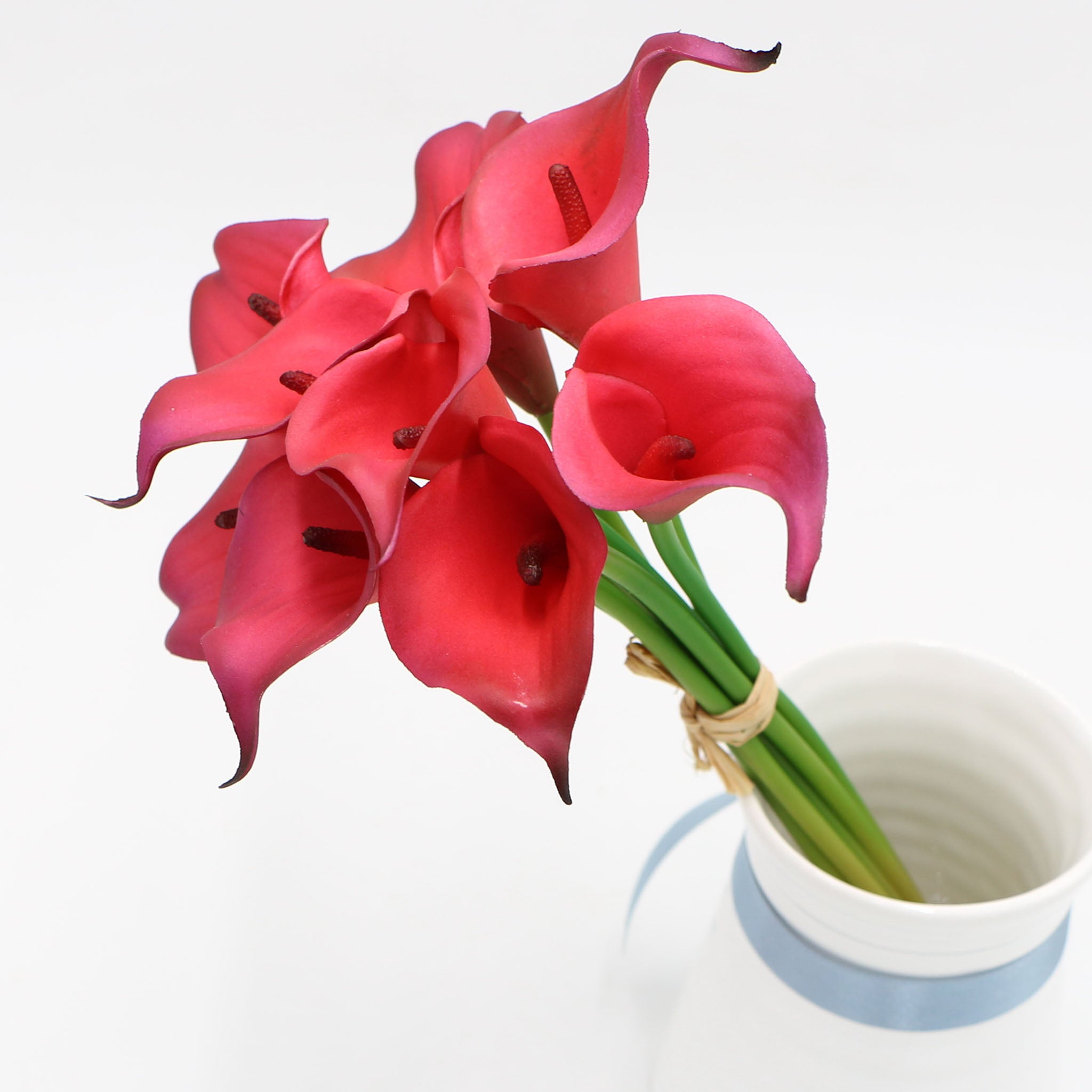 Red Flowers Real Touch Calla Lilies Bouquet for Corsages Boutonnieres