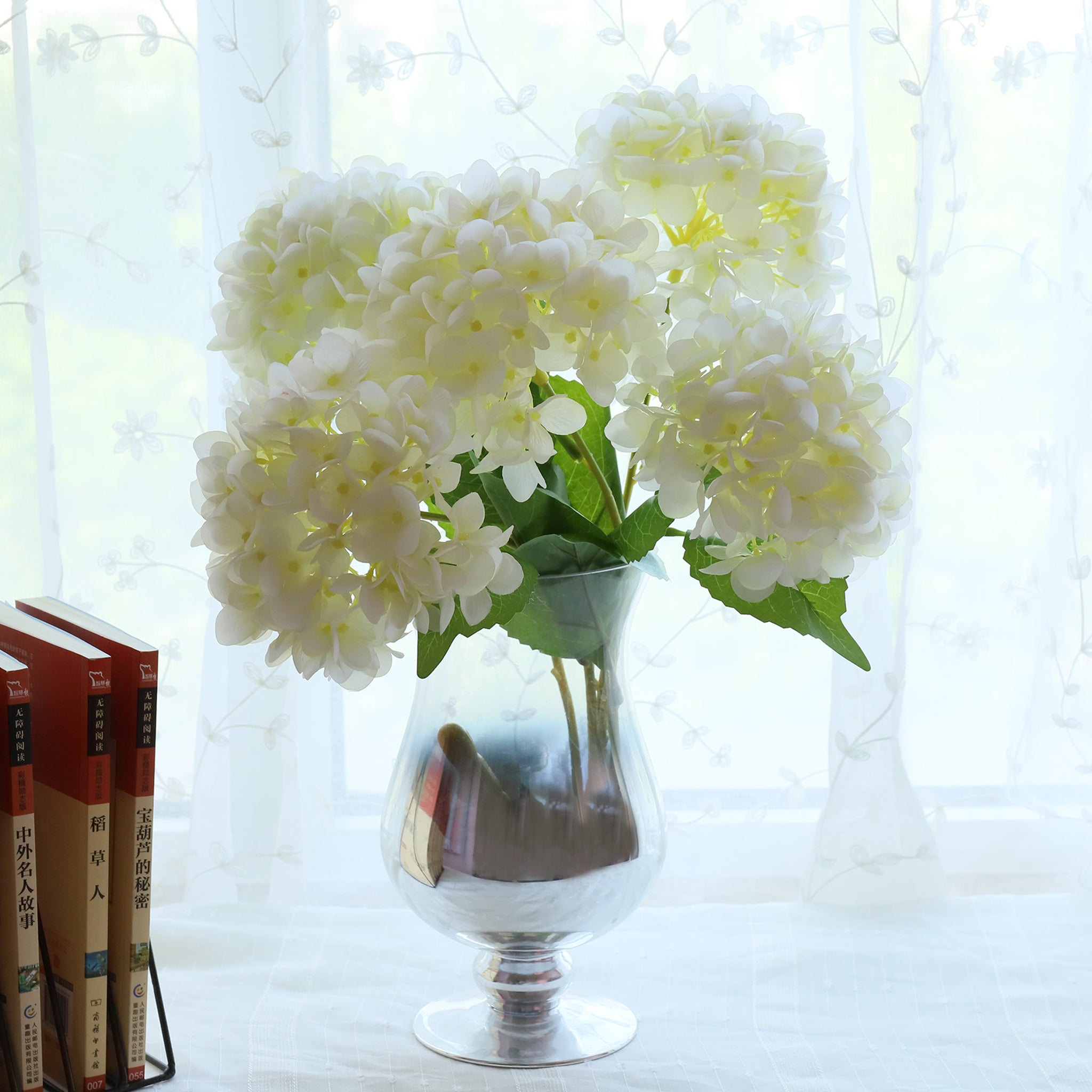 Cream White Hydrangea Bush Fake Flowers
