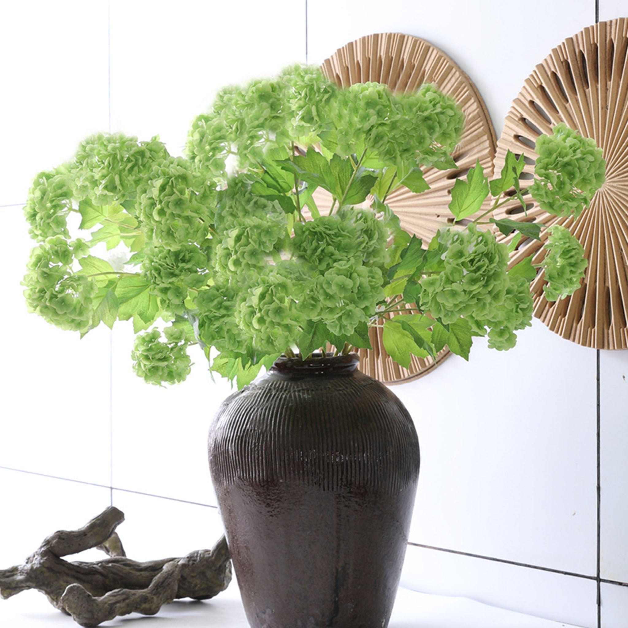 Artificial Snowball Hydrangea Branch 26"
