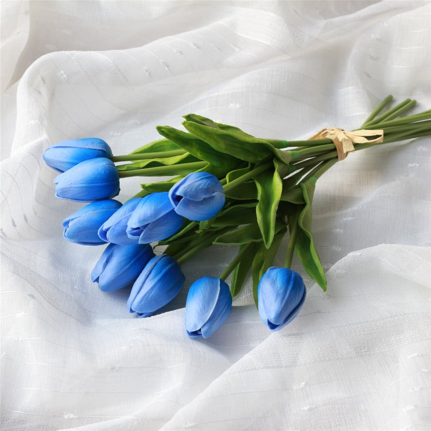 Blue Wedding Flowers Artificial Tulips for Bridesmaids Bouquet