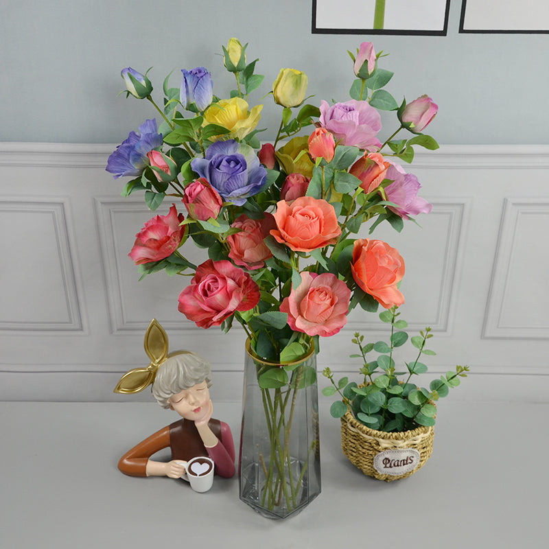 Artificial Rose Flowers Spray Roses Decor