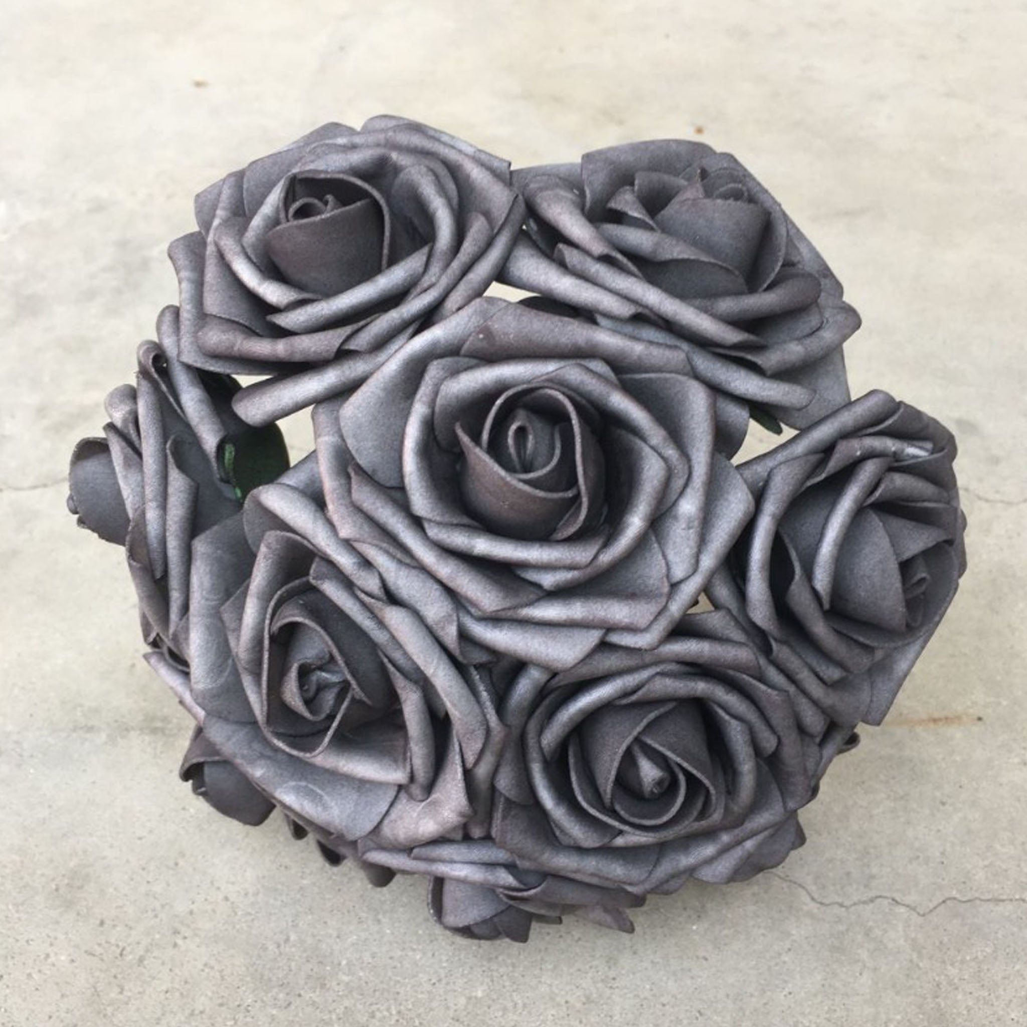 Dark Gray Roses Fake Flowers 50 Bulk