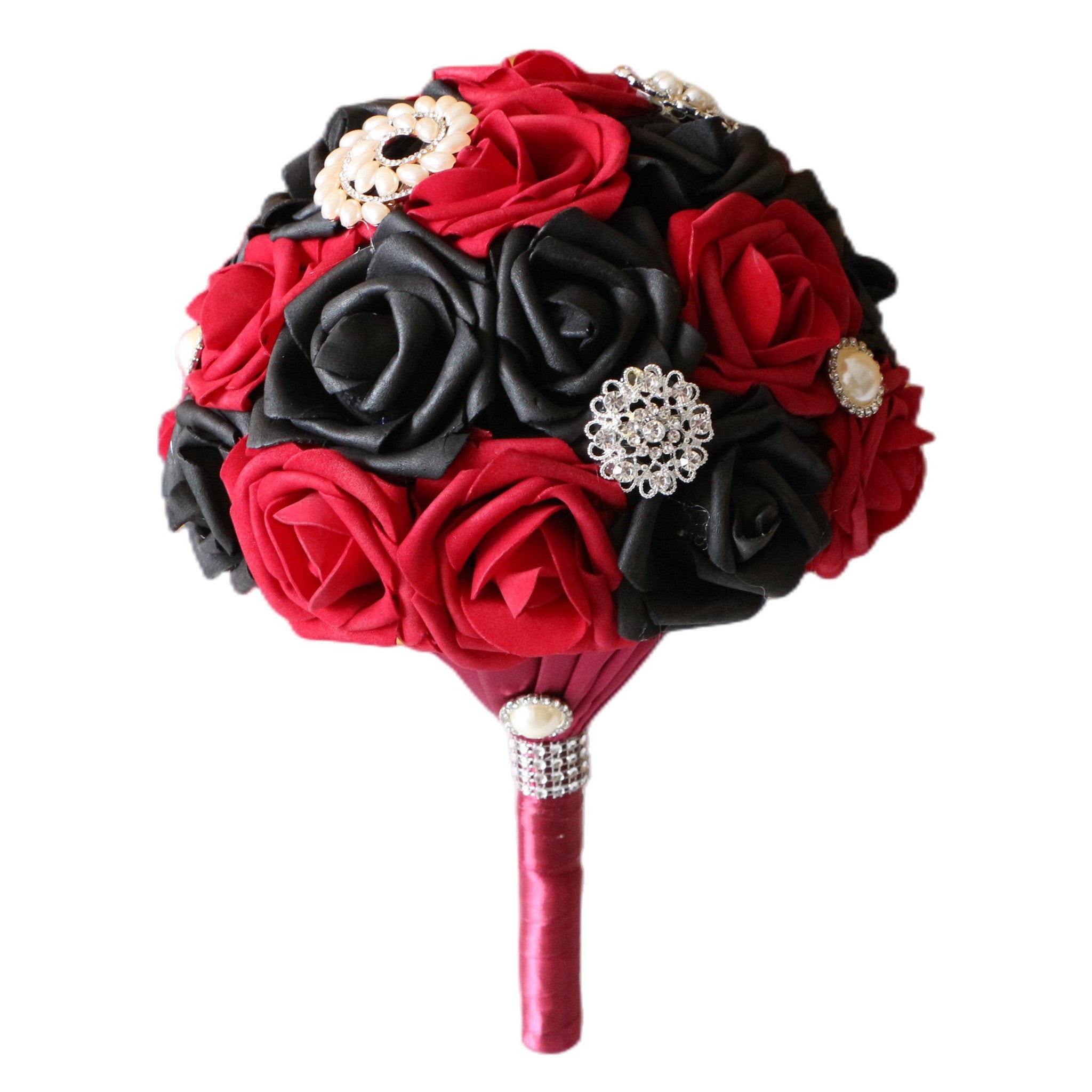 Dark Red White Black Roses Artificial Flower Bouquet