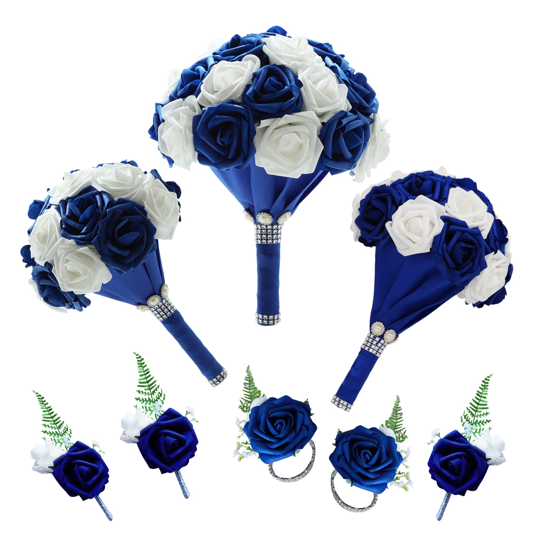 Wedding Bouquets Royal Blue and White Roses
