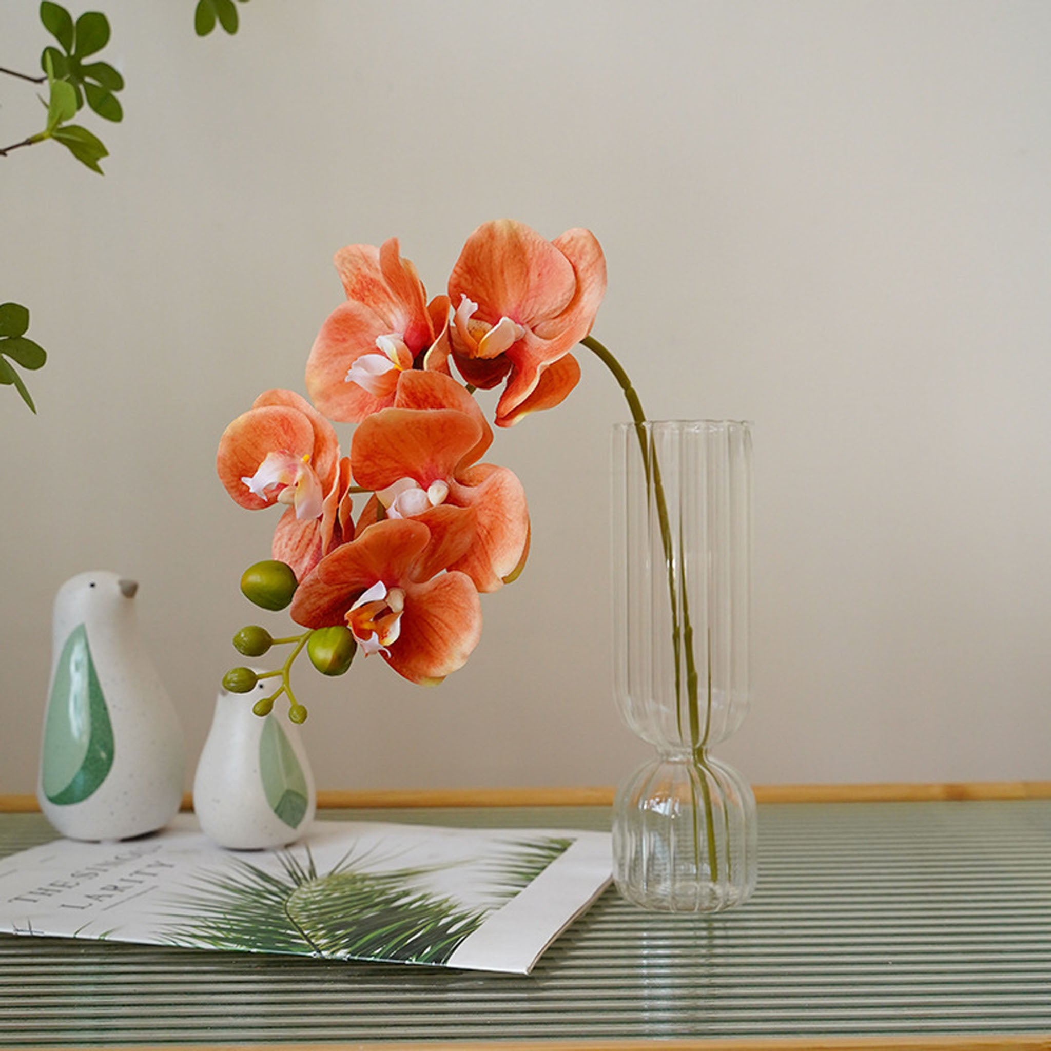Small Artificial Orchid Flower Stem 18 inch