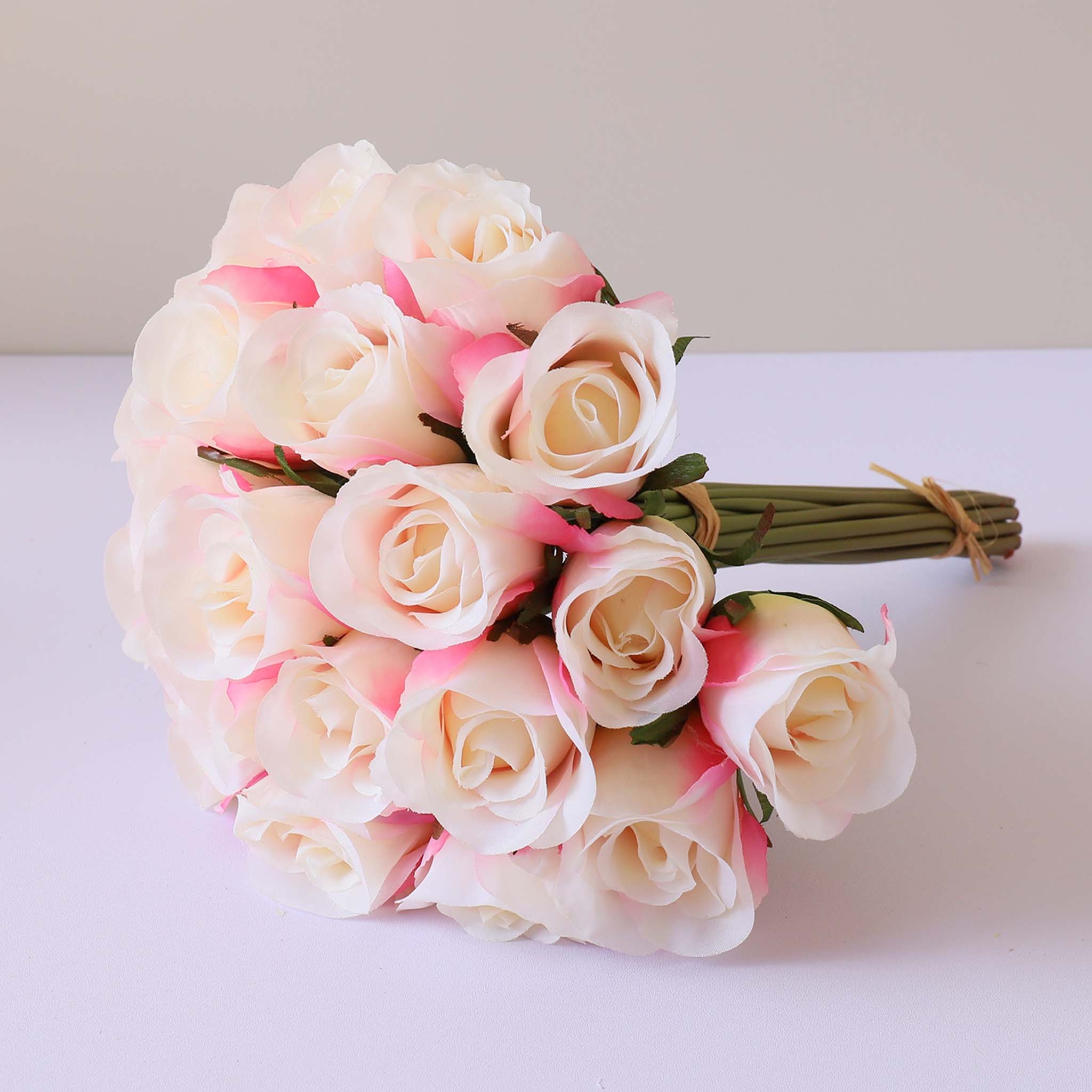 Silk Flower Bouquet Artificial Flowers Cream White Pink