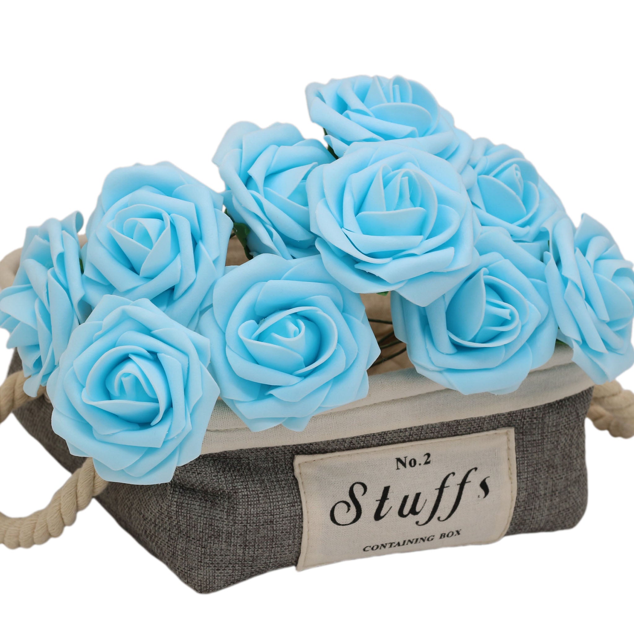 Light Blue Artificial Flowers Bulk Rose Wedding Supplies