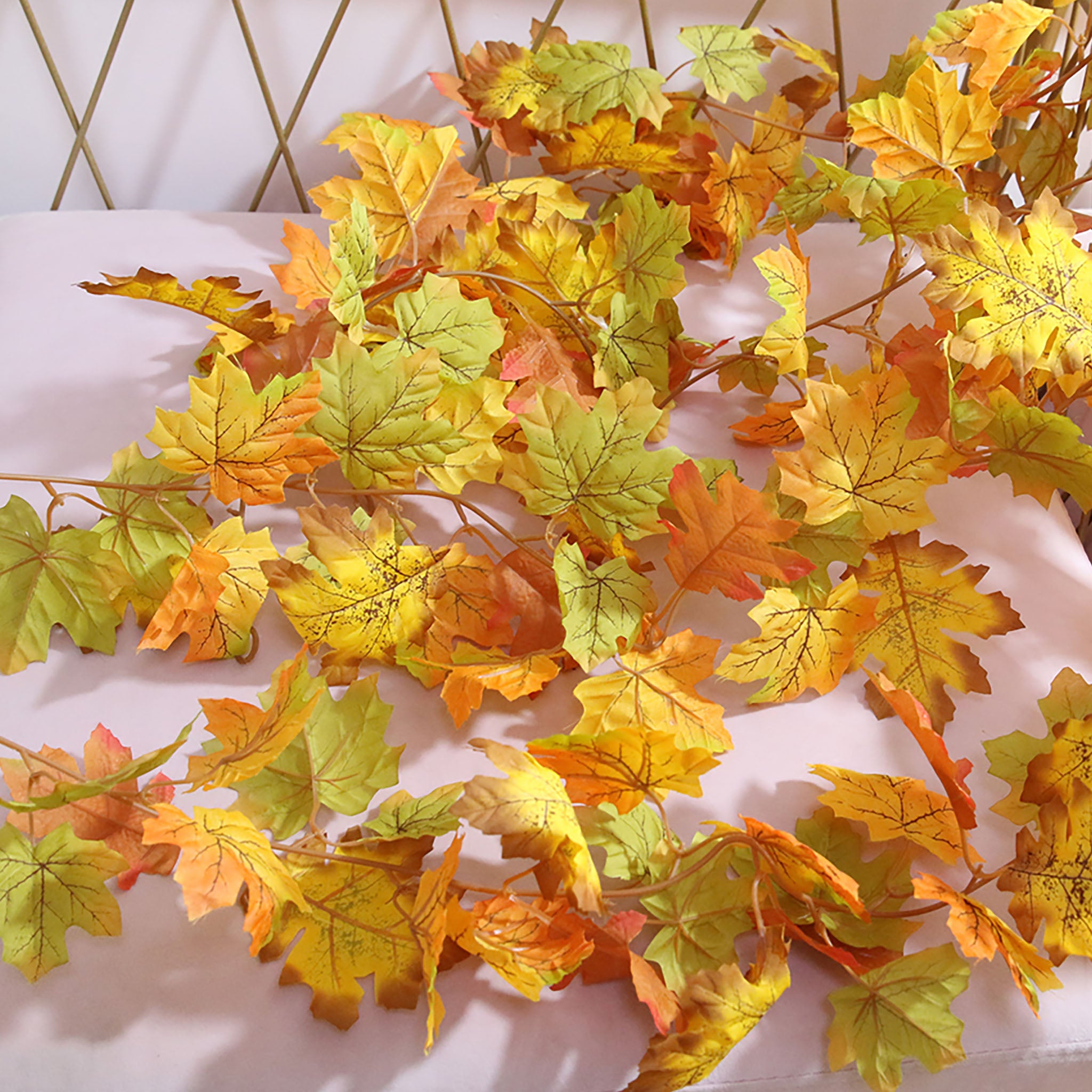 Artificial Fall Maple Leaf Garland for Home Decor