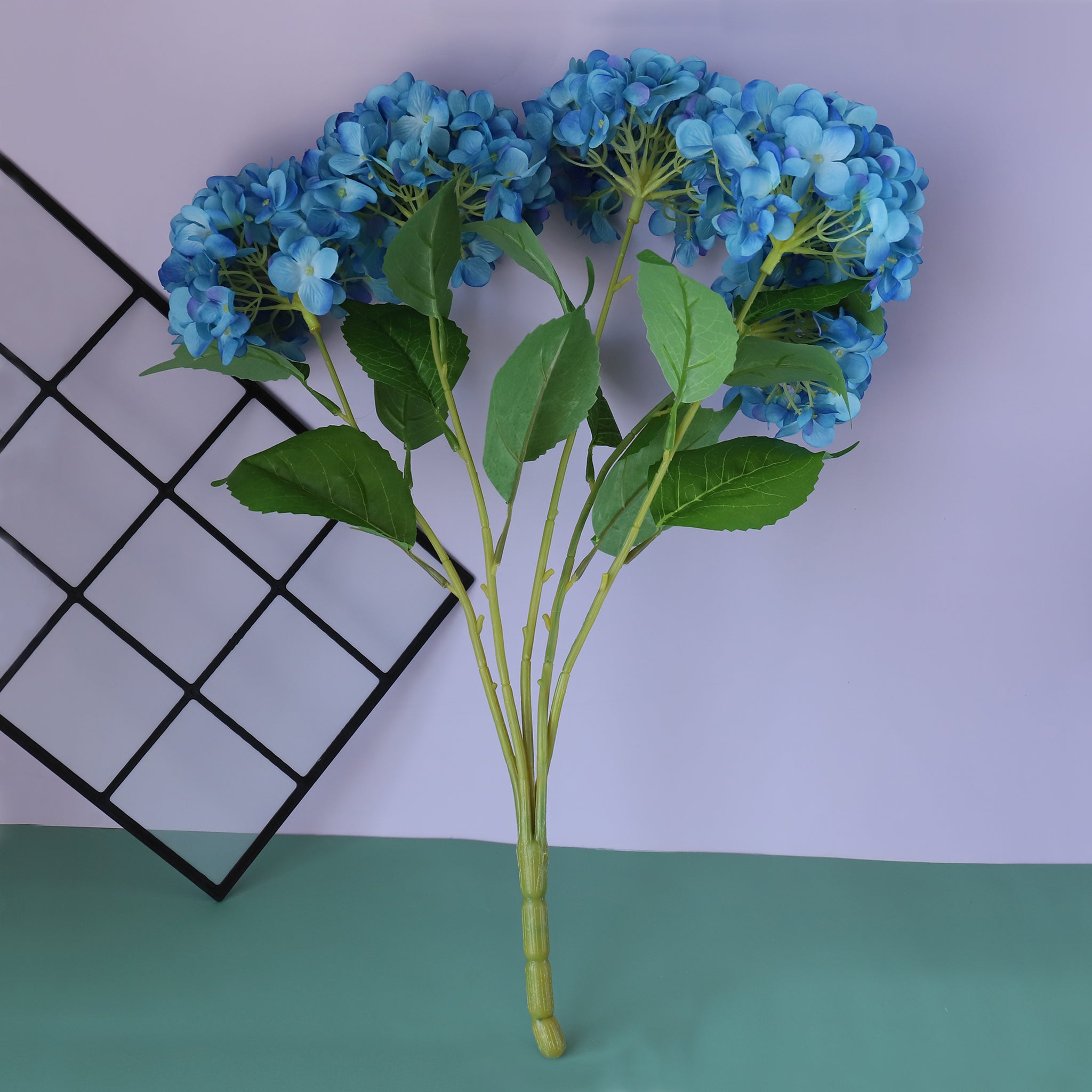 Fake Hydrangea Bush White Blue Teal Spa