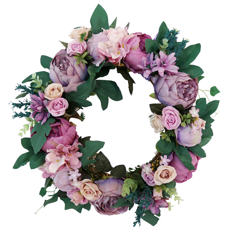 Artificial Flower Front Door Wreath Home Decorations 15 inch